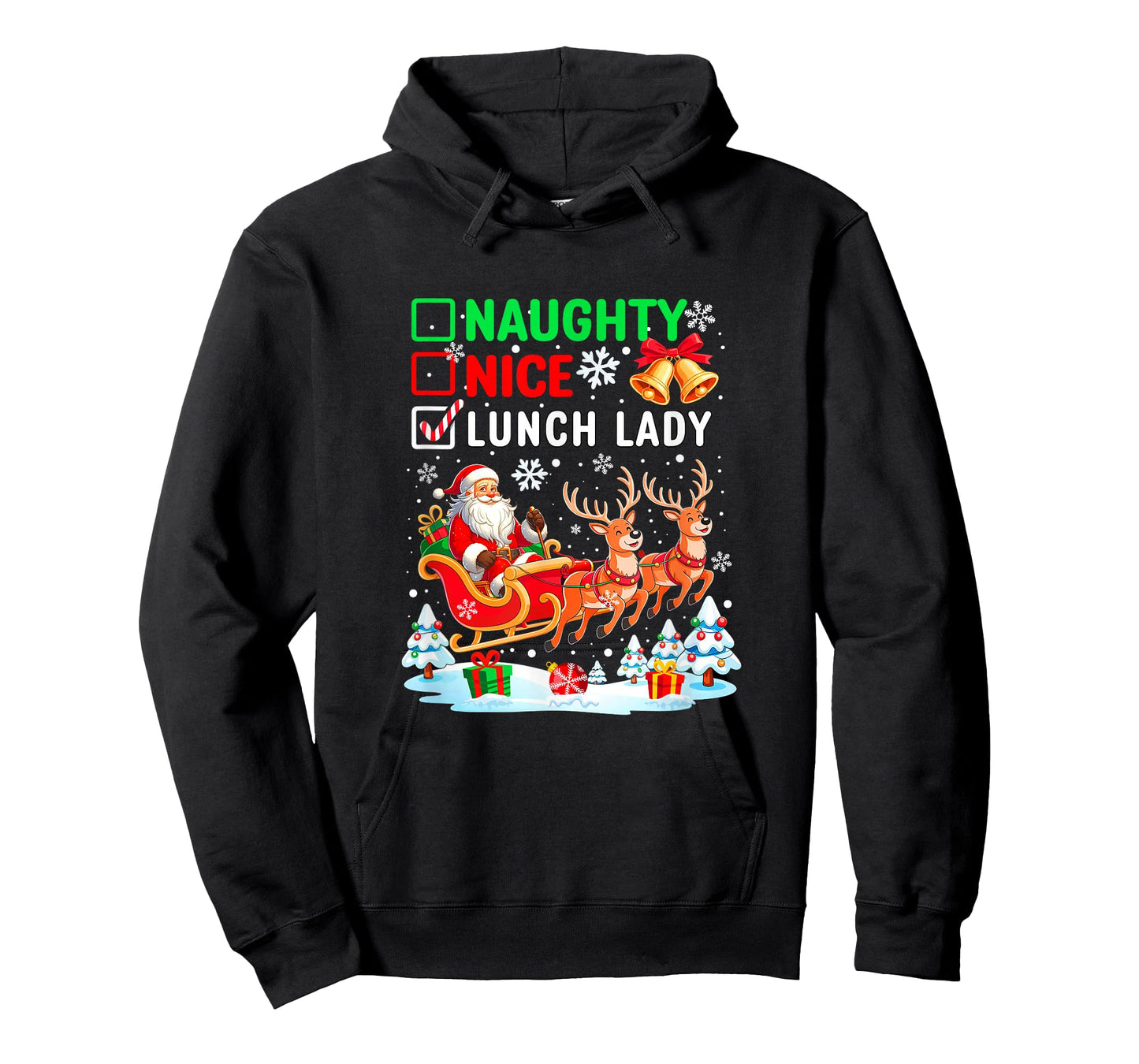 Naughty Nice Lunch Lady Christmas List Costume Job Team T-Shirt
