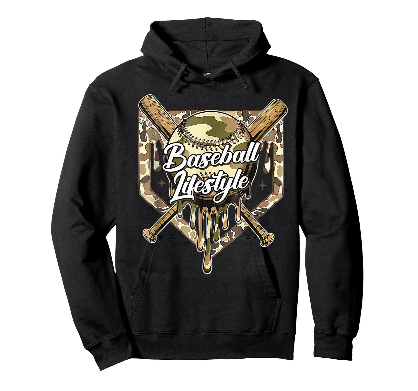 Baseball Life Lifestyle Home Plate Camo Ice Cream Drip Kids T-Shirt