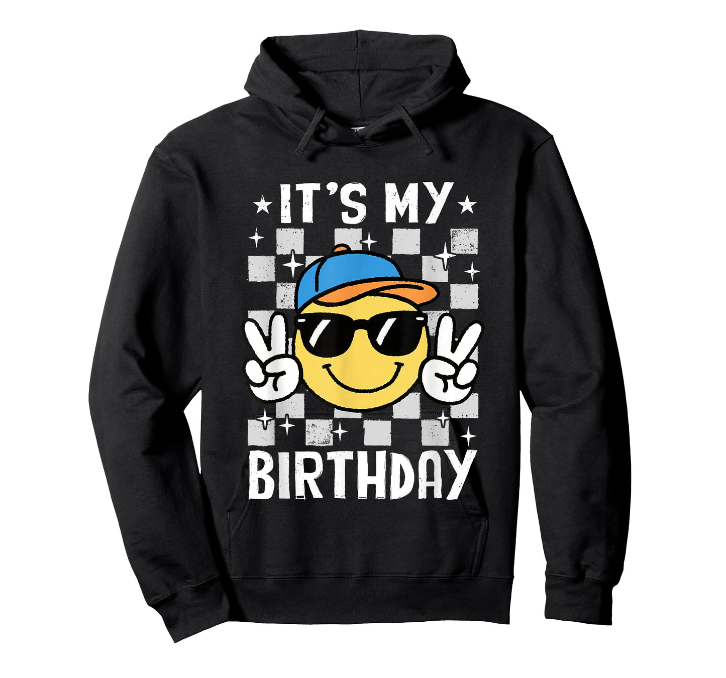 It's My Birthday Checkered Smile Face Bday Party Boys Kids T-Shirt