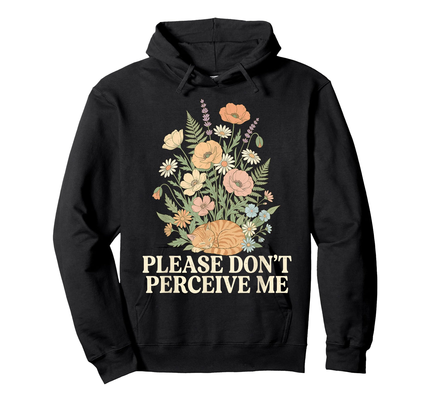 Please Do Not Perceive Me Sleeping Cat Wildflowers T-Shirt
