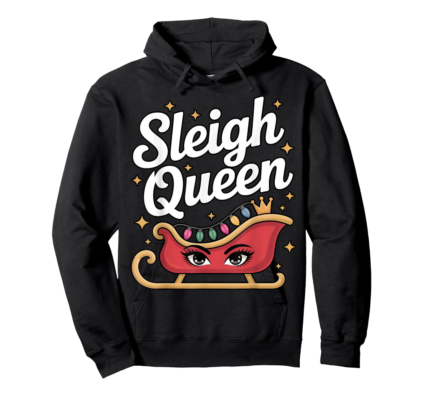 Sleigh Queen Funny Christmas Lights Glam Holiday T-Shirt