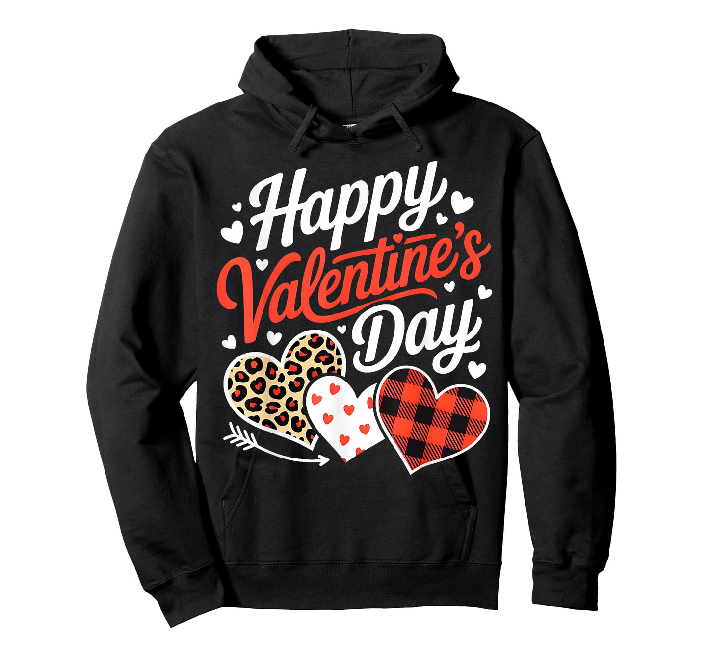 Funny Happy Valentines Cute Hearts Leopard Buffalo Plaid T-Shirt