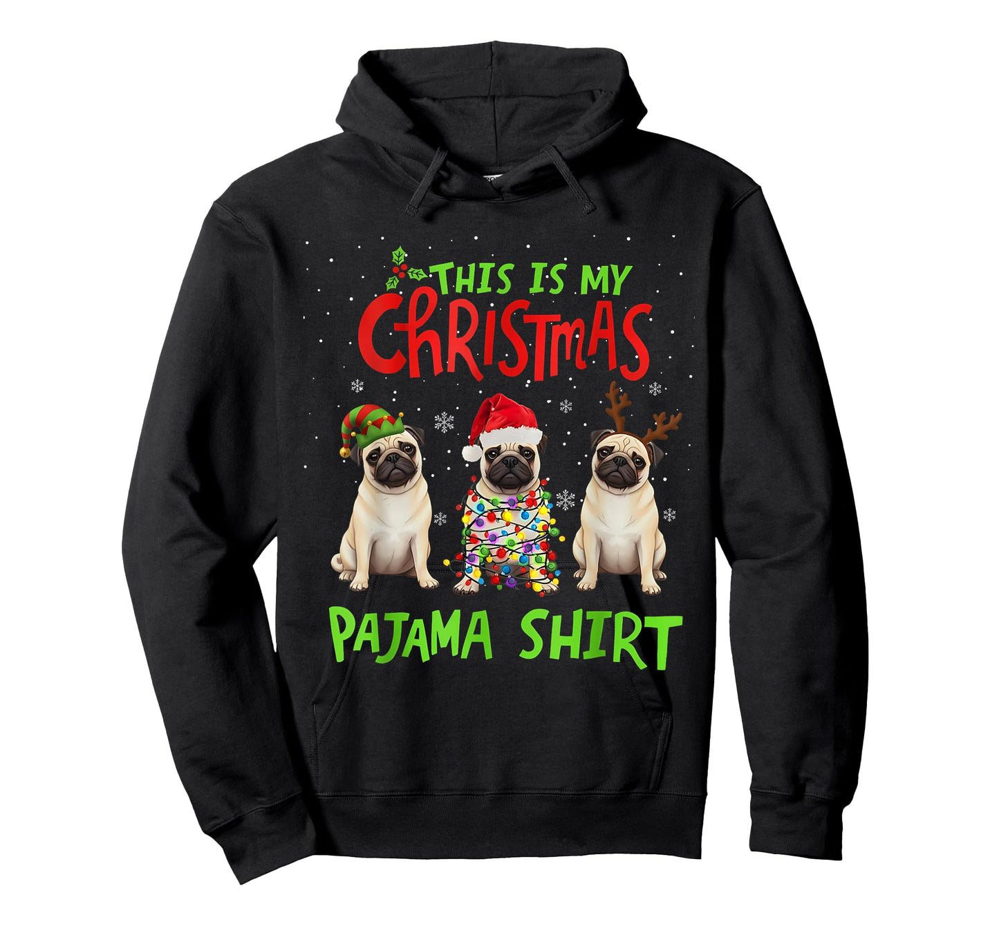 This is My Christmas Pajama Shirt Pug Dog Funny Xmas T-Shirt
