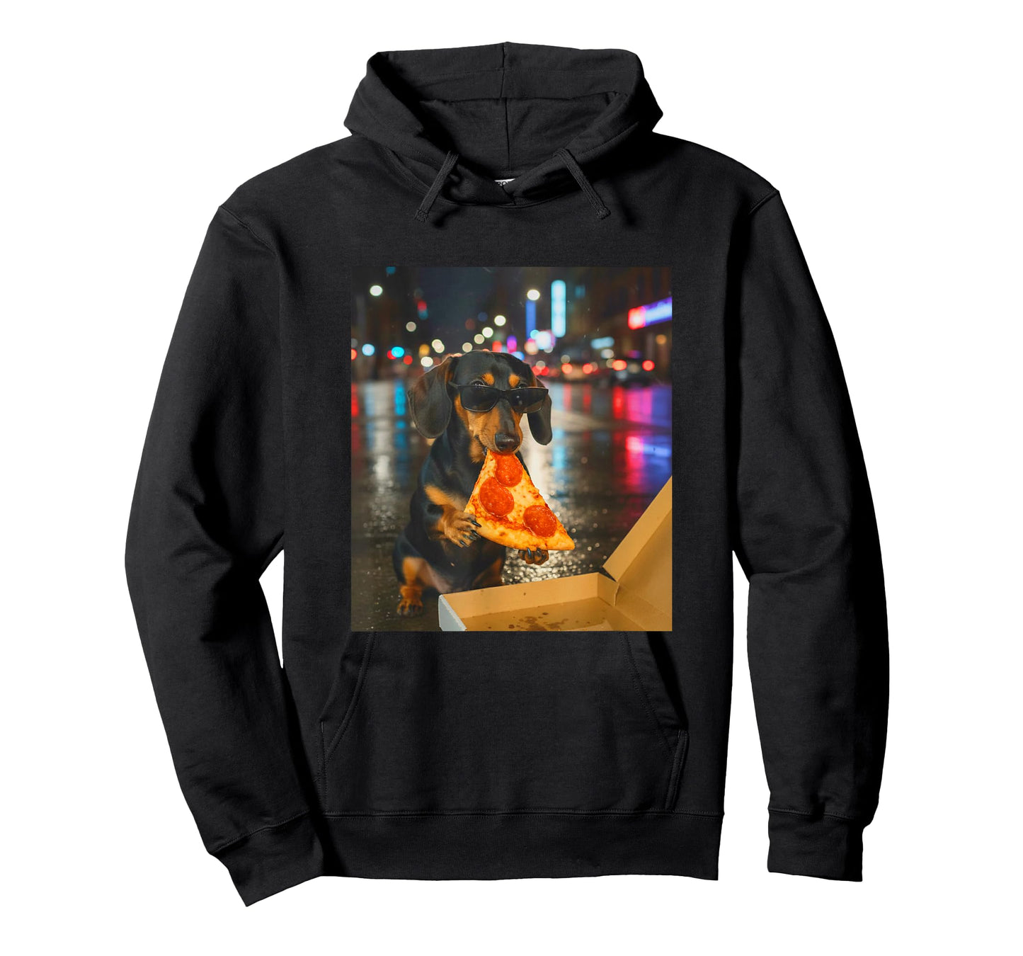 Funny Dachshund Dog Eating Pizza Meme Retro T-Shirt