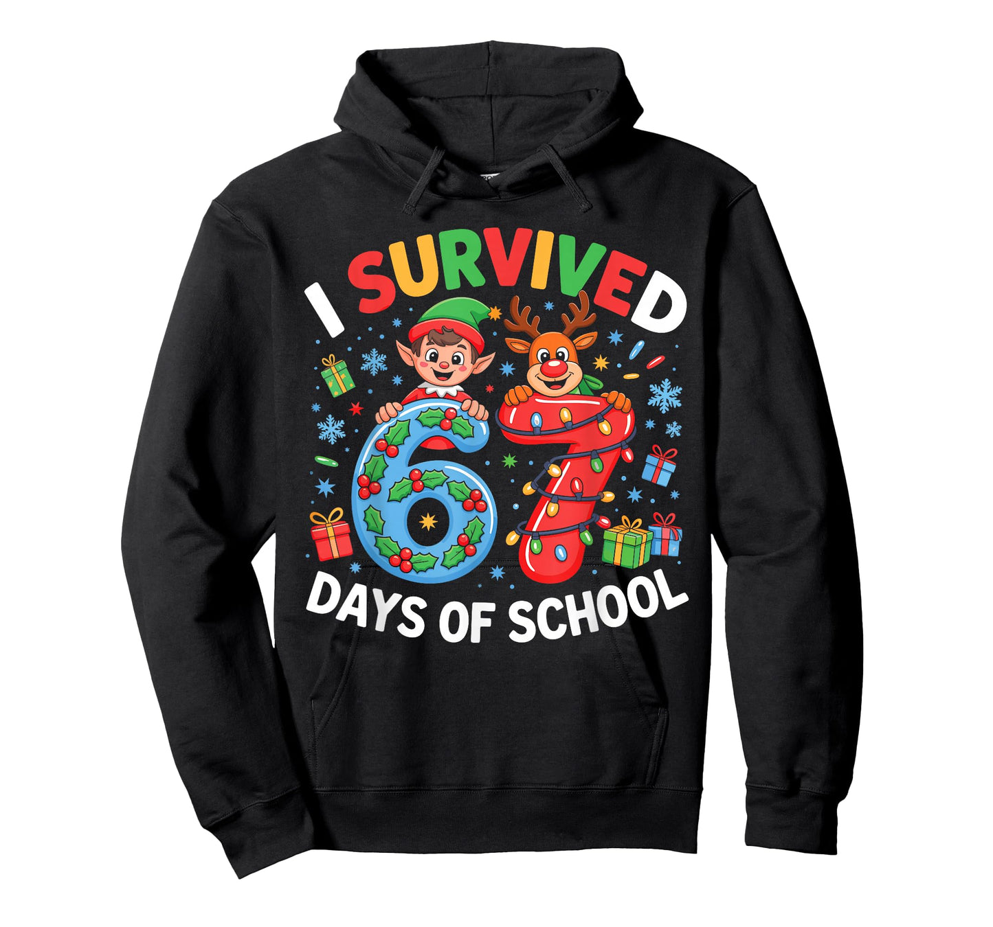 I Survived 67 Days of School Christmas Candy Cane Six Seven T-Shirt