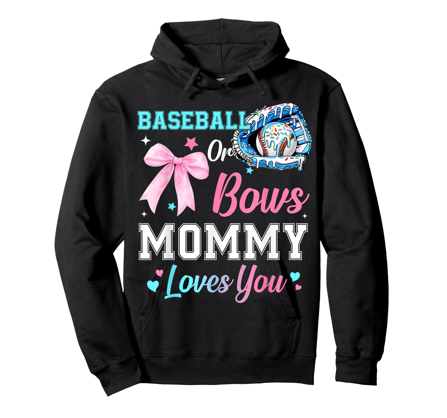 Baseball Or Bows Your Mommy Loves You Gender Reveal Matching T-Shirt