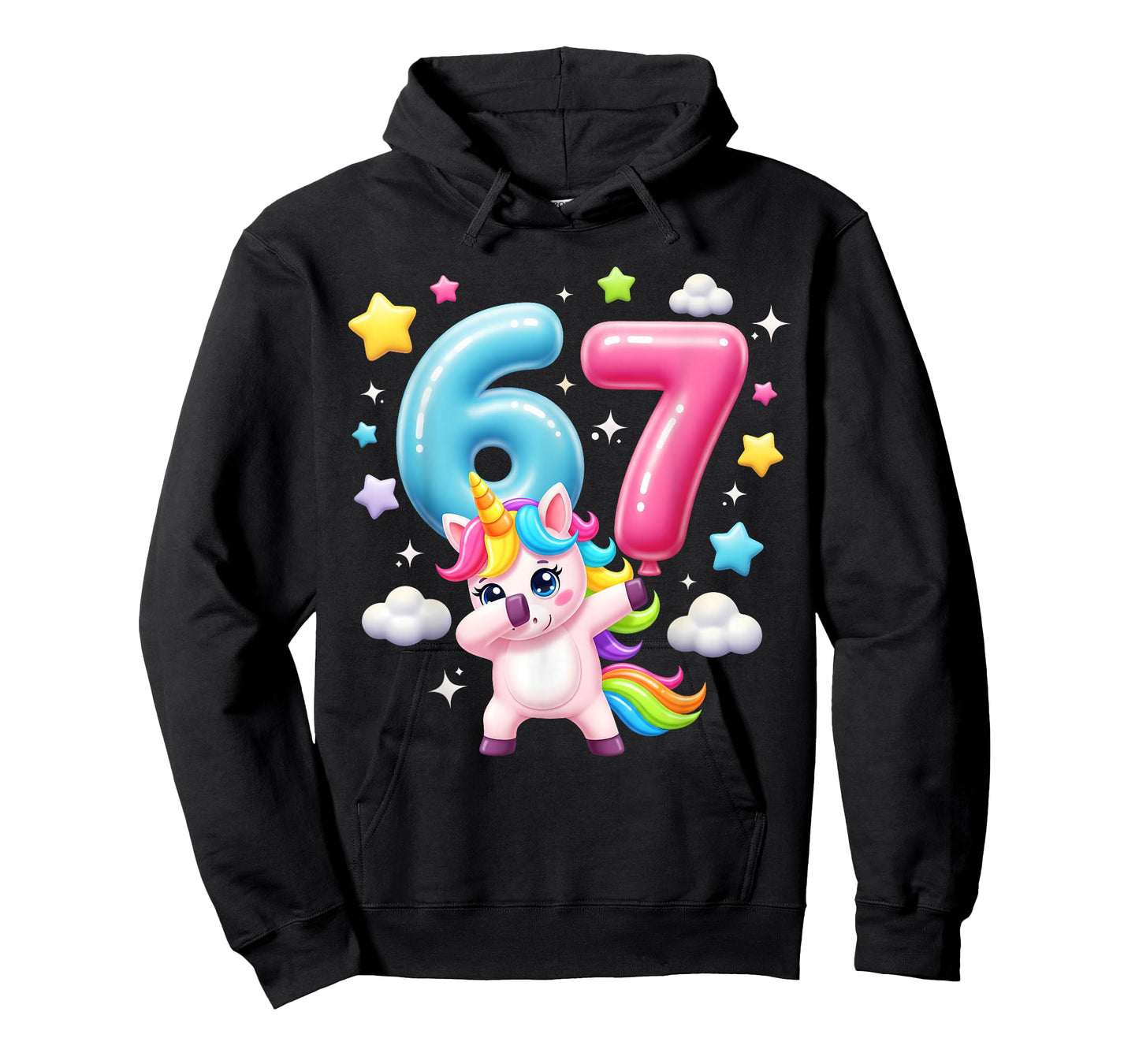 Funny 67 Brainrot Meme Six Seven Unicorn Dab for Girls Kids T-Shirt