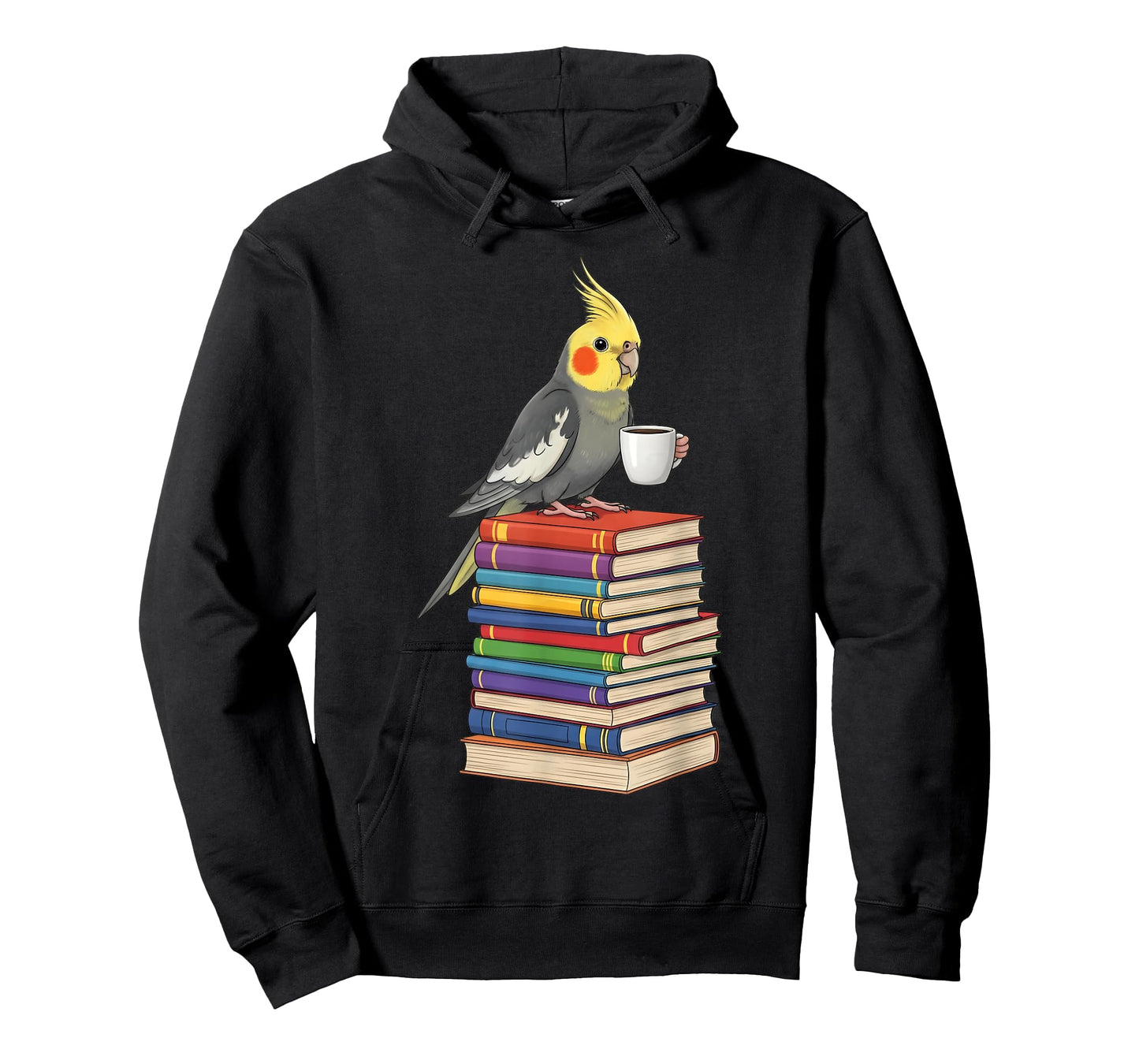 Bookworm Cockatiel Bird Reading Books Drinking Coffee Lover T-Shirt