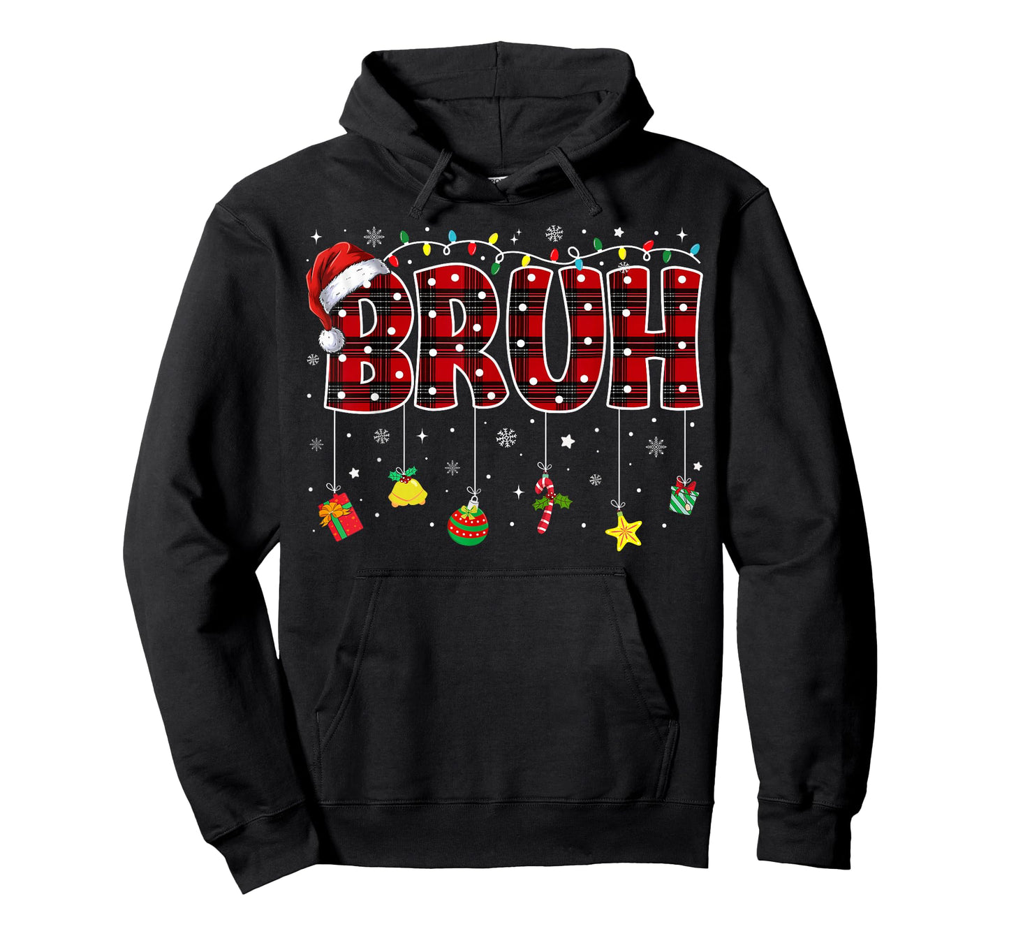 Bruh Funny Christmas Red Plaid Teens Boys Kids Xmas Pajamas T-Shirt
