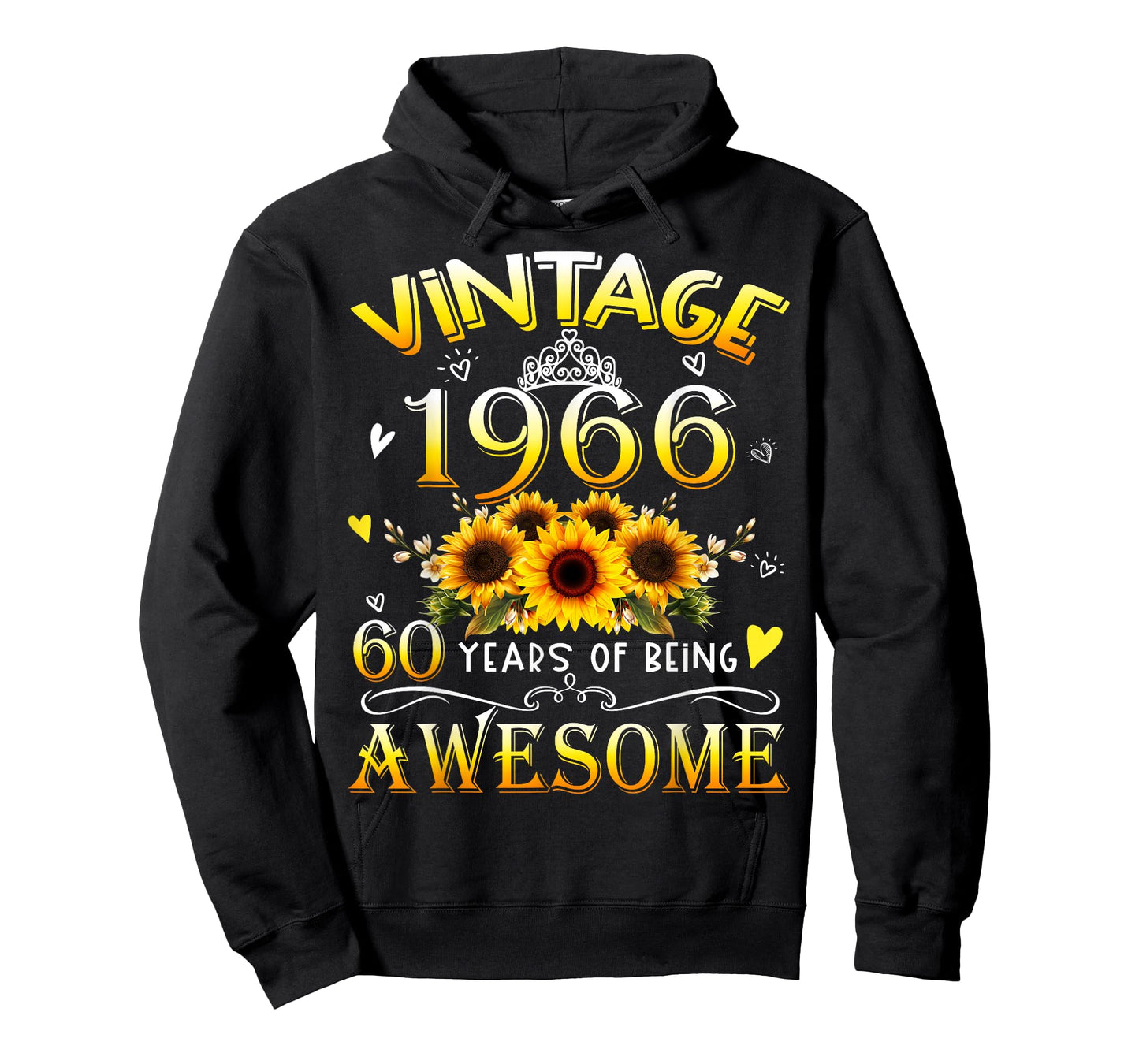Vintage 1966 Sunflower 60th B-Day 60 Years of Being Awesome T-Shirt