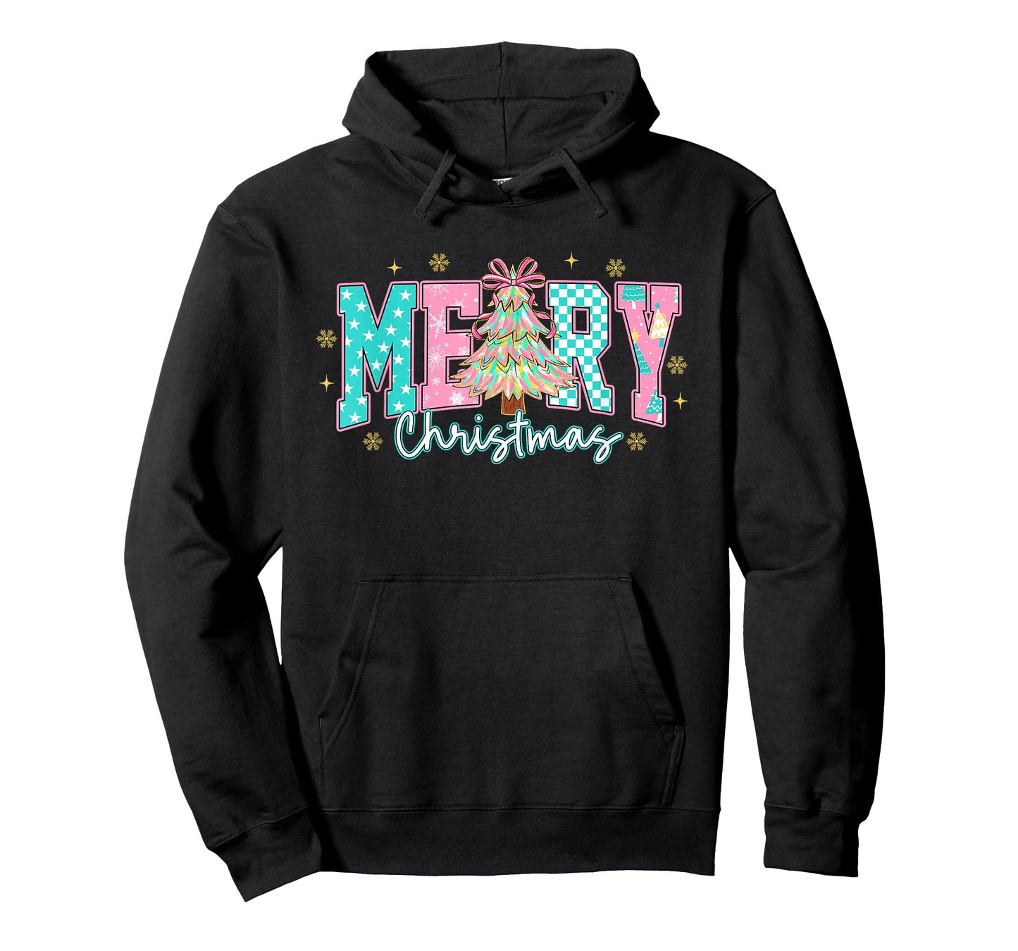 Cute Pastel Merry Christmas Retro Pink Teal Tree Gift T-Shirt