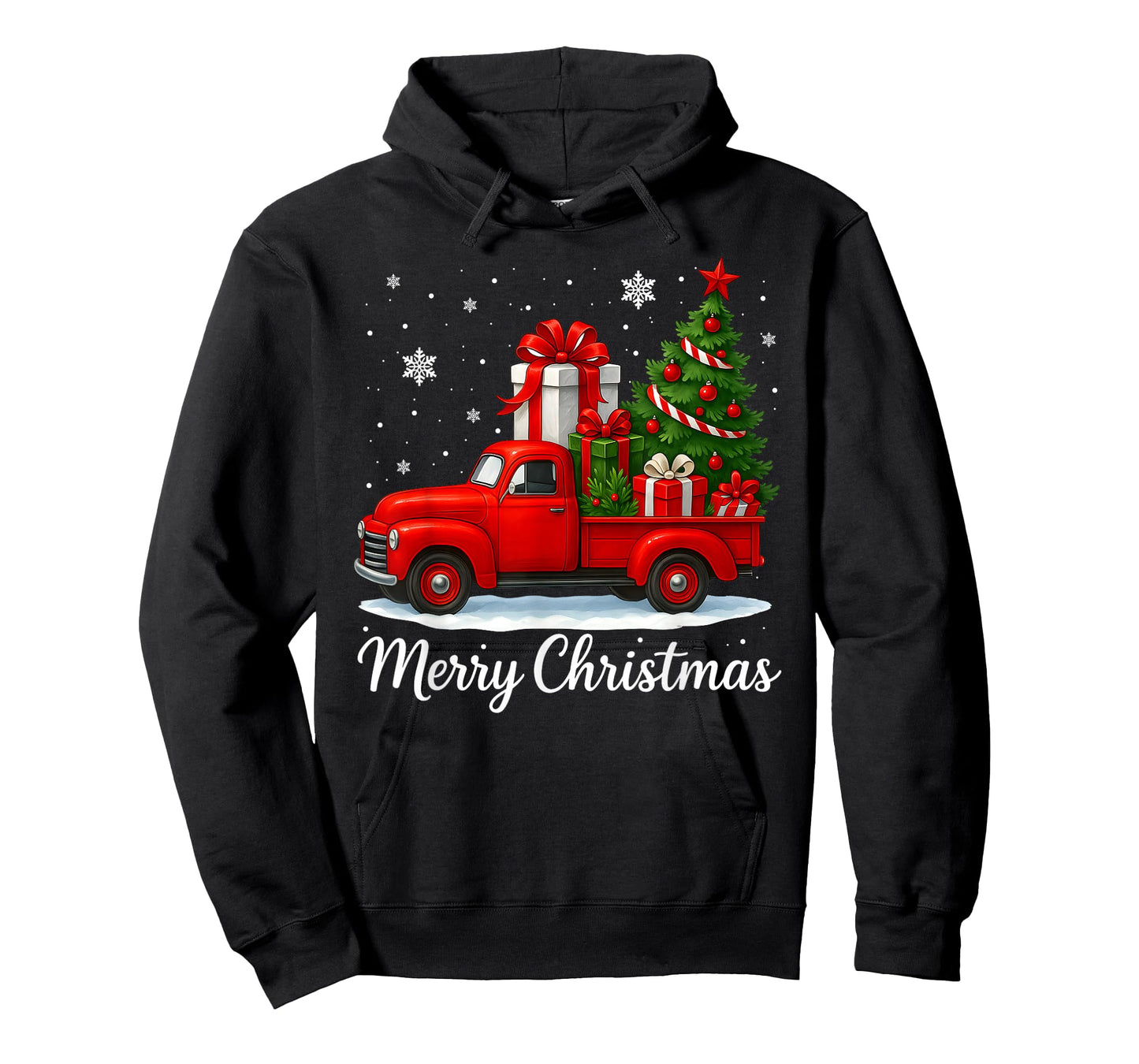 Vintage Merry Christmas Red Truck Funny Xmas Tree Boys Men T-Shirt