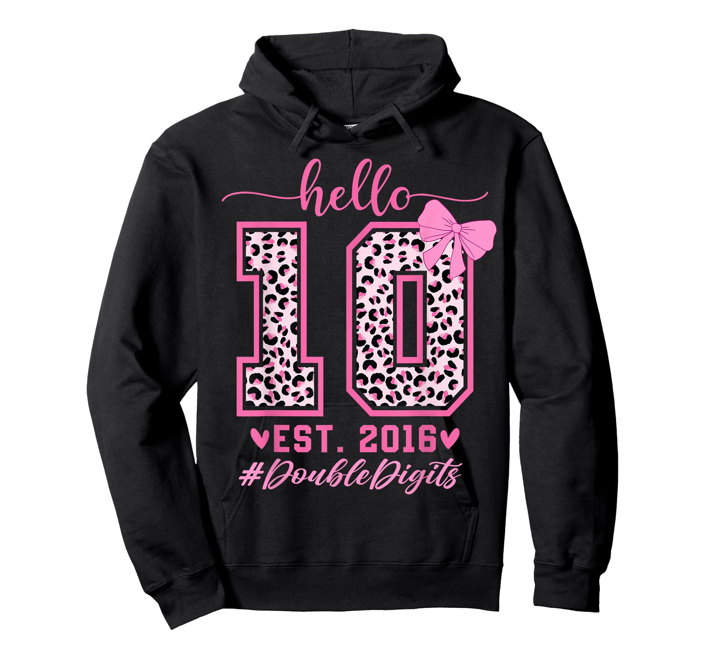 Hello Ten Est 2016 Bow 10th Birthday Double Digits Girls T-Shirt
