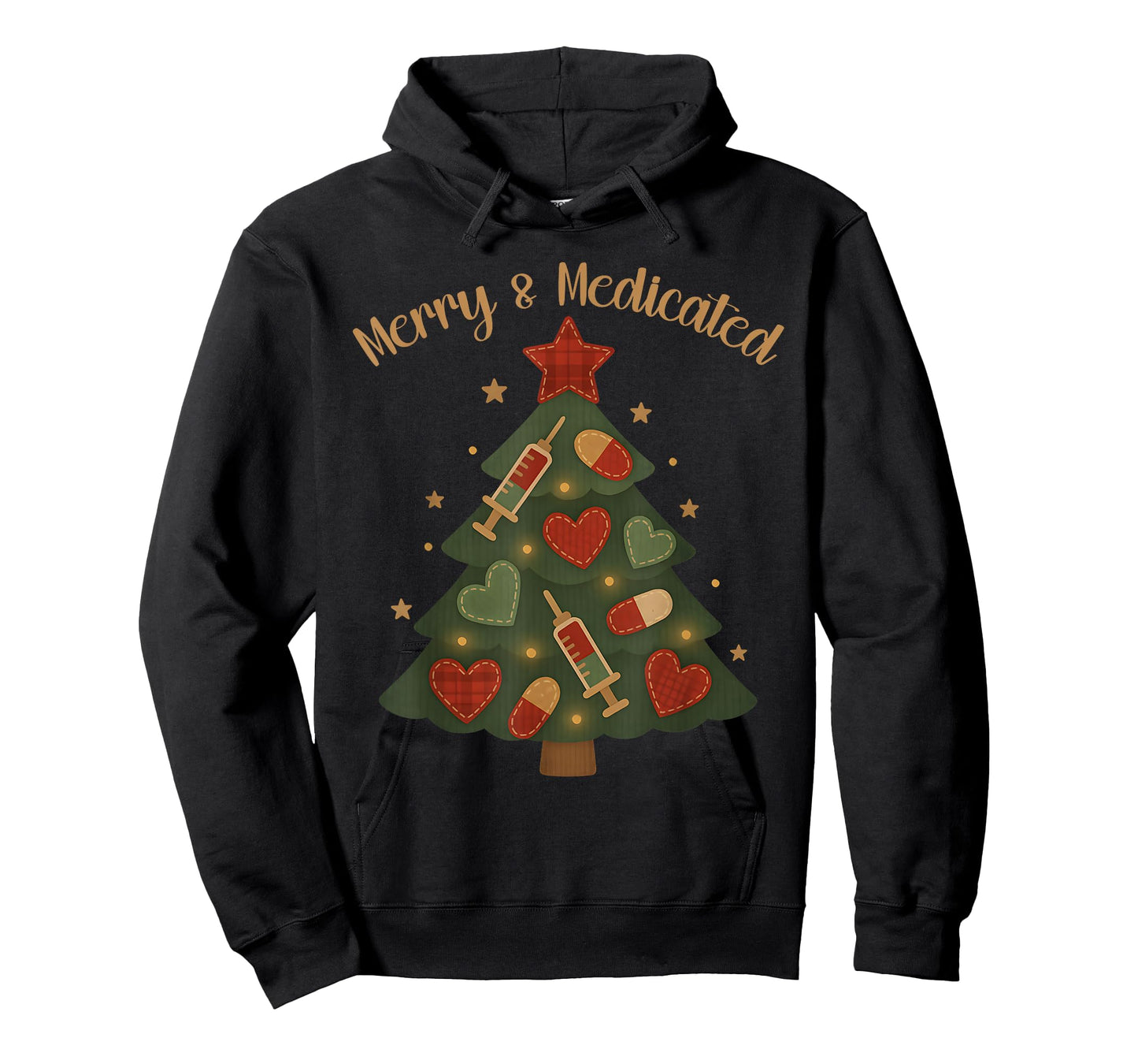 Merry and Medicated RN Nurse Christmas Tree Funny Medical T-Shirt