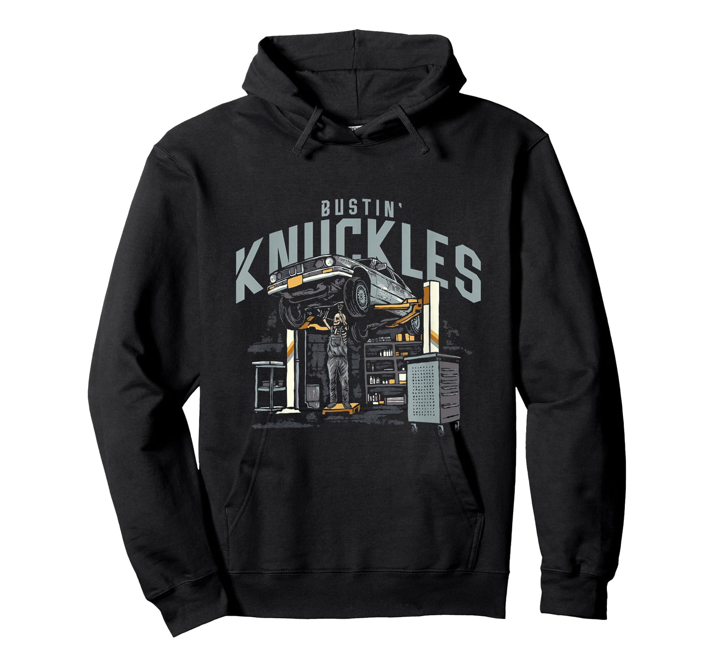 Bustin Knuckles Mechanic Front Print Graphic T-Shirt