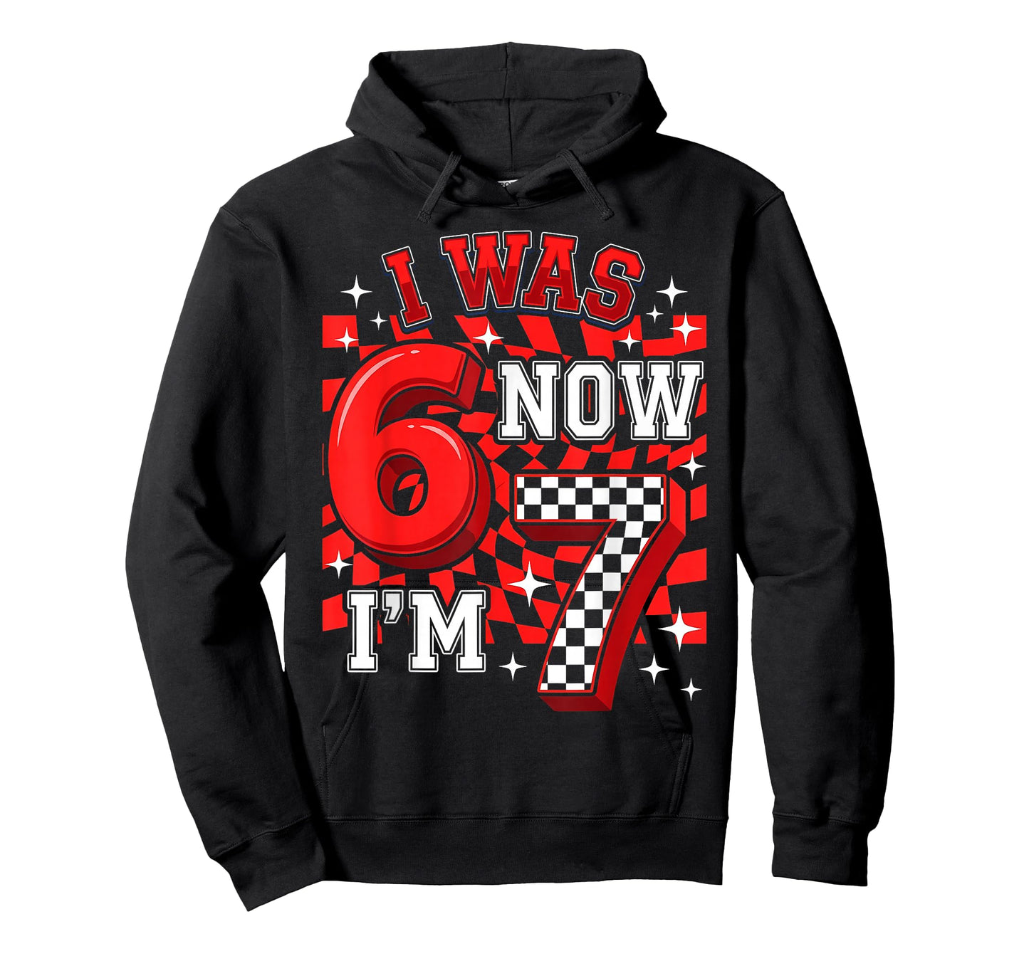 Red Checkered I was 6 Now I'm 7 Funny 67 Birthday Boy T-Shirt