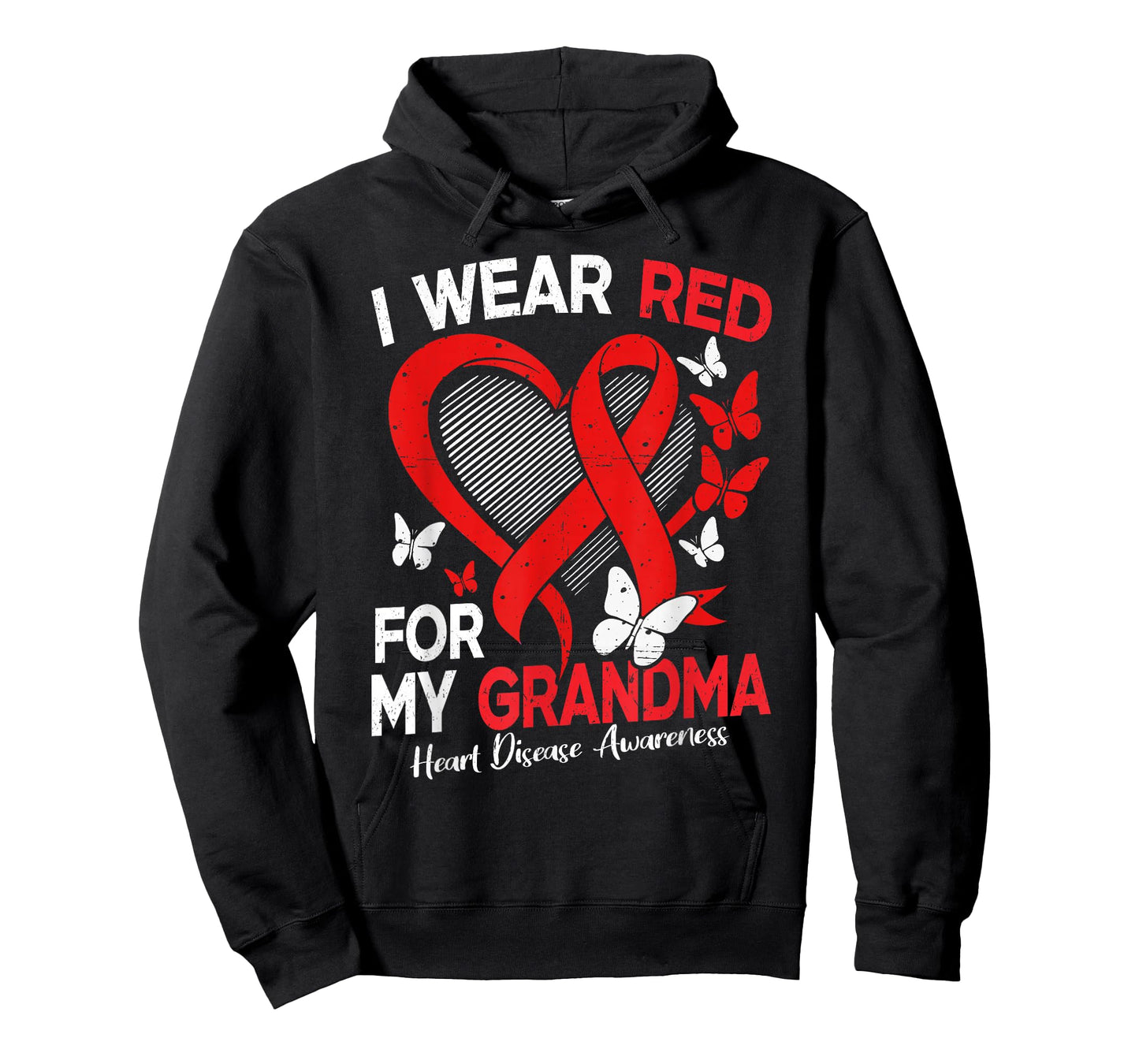 I Wear Red for My Grandma Heart Disease Awareness Butterfly T-Shirt