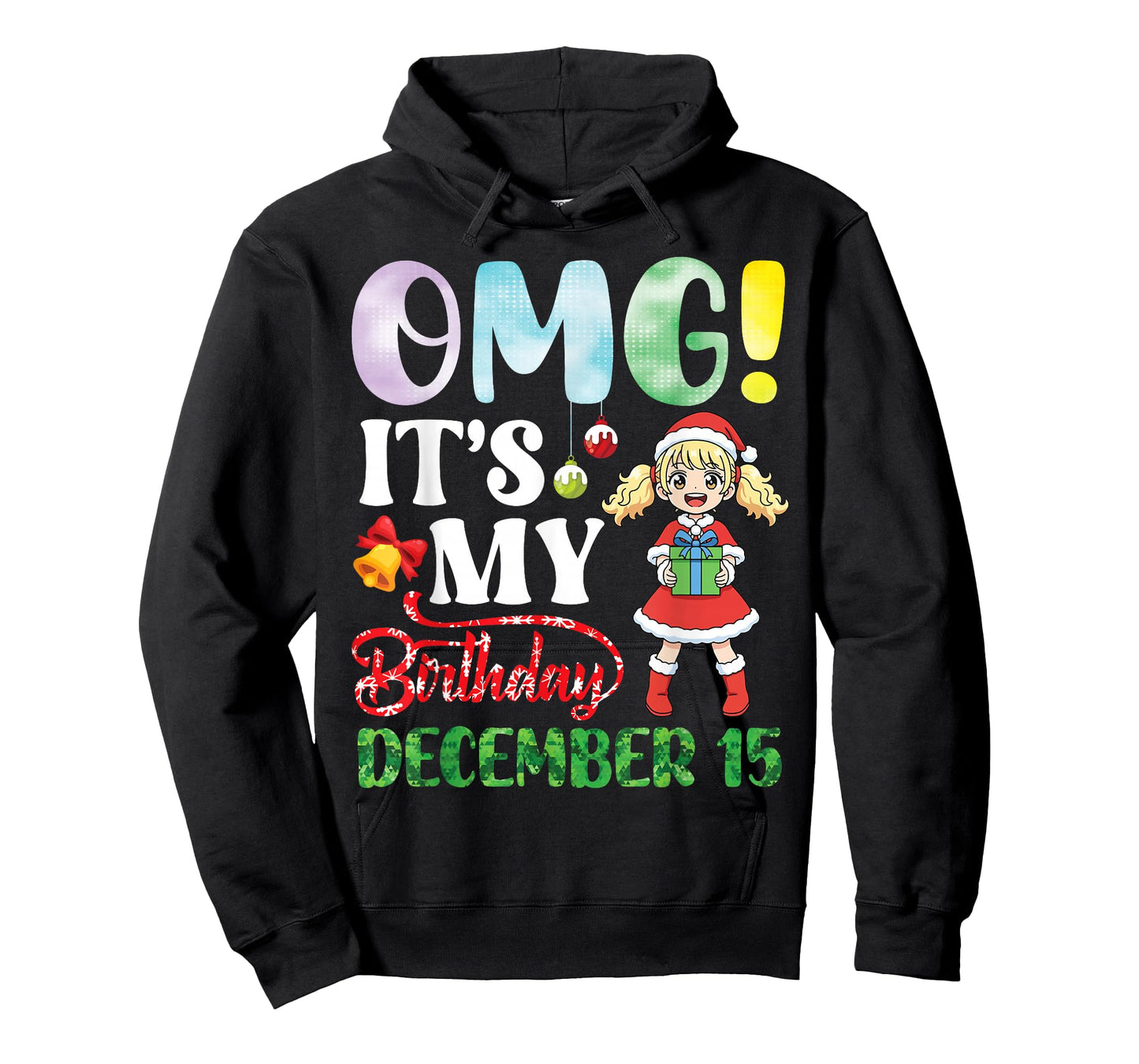 Cute Girl with Presents OMG It's My Birthday On December 15 T-Shirt