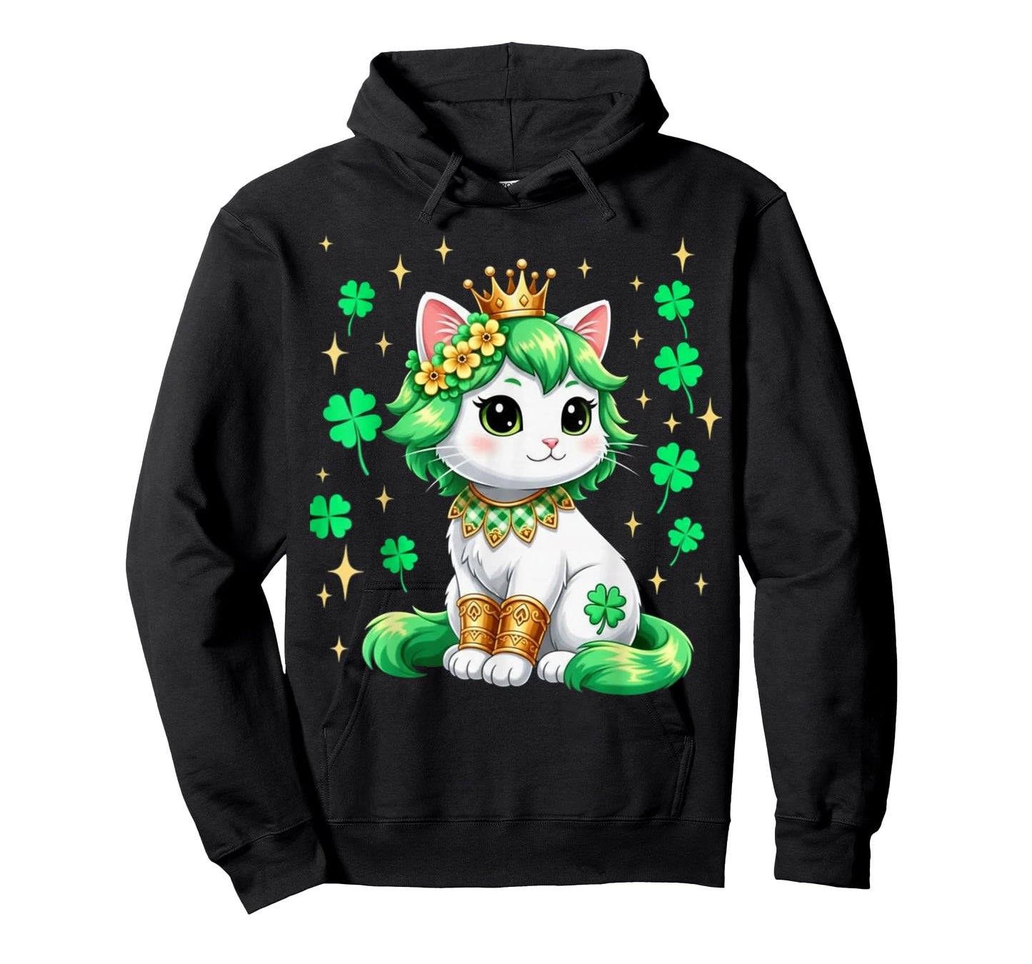 Cute Cat Shamrock St Patricks Day Girls Kids Women's T-Shirt