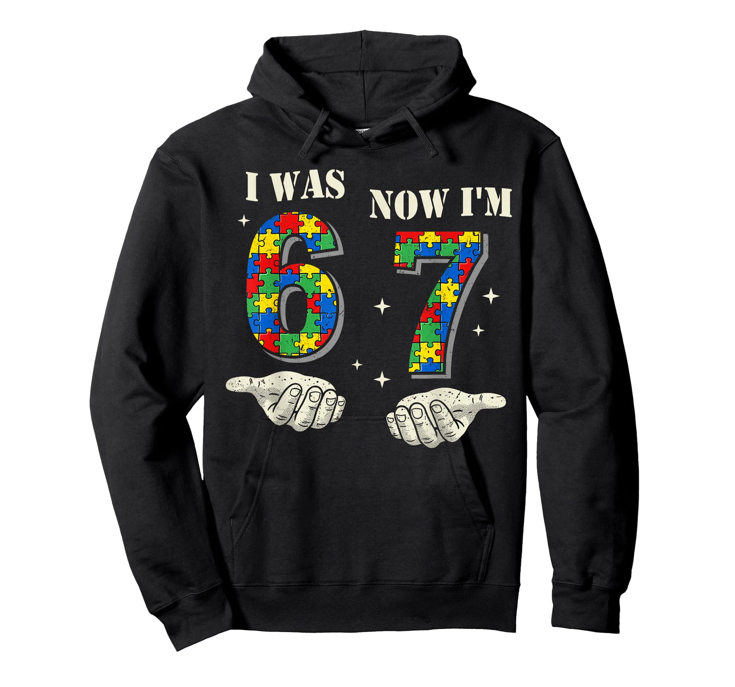 I was 6 Now I'm 7 Year Old Birthday Autism 67 for Kids Boys T-Shirt