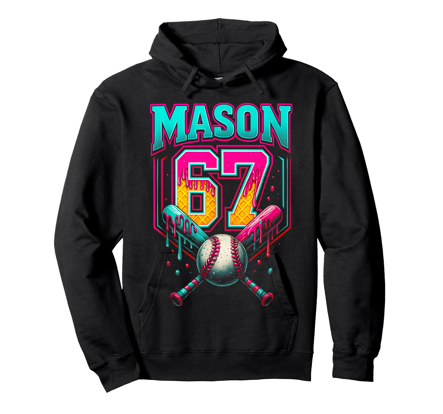 Mason 67 Funny Ice Cream Drip Baseball Ice Cream Drip T-Shirt