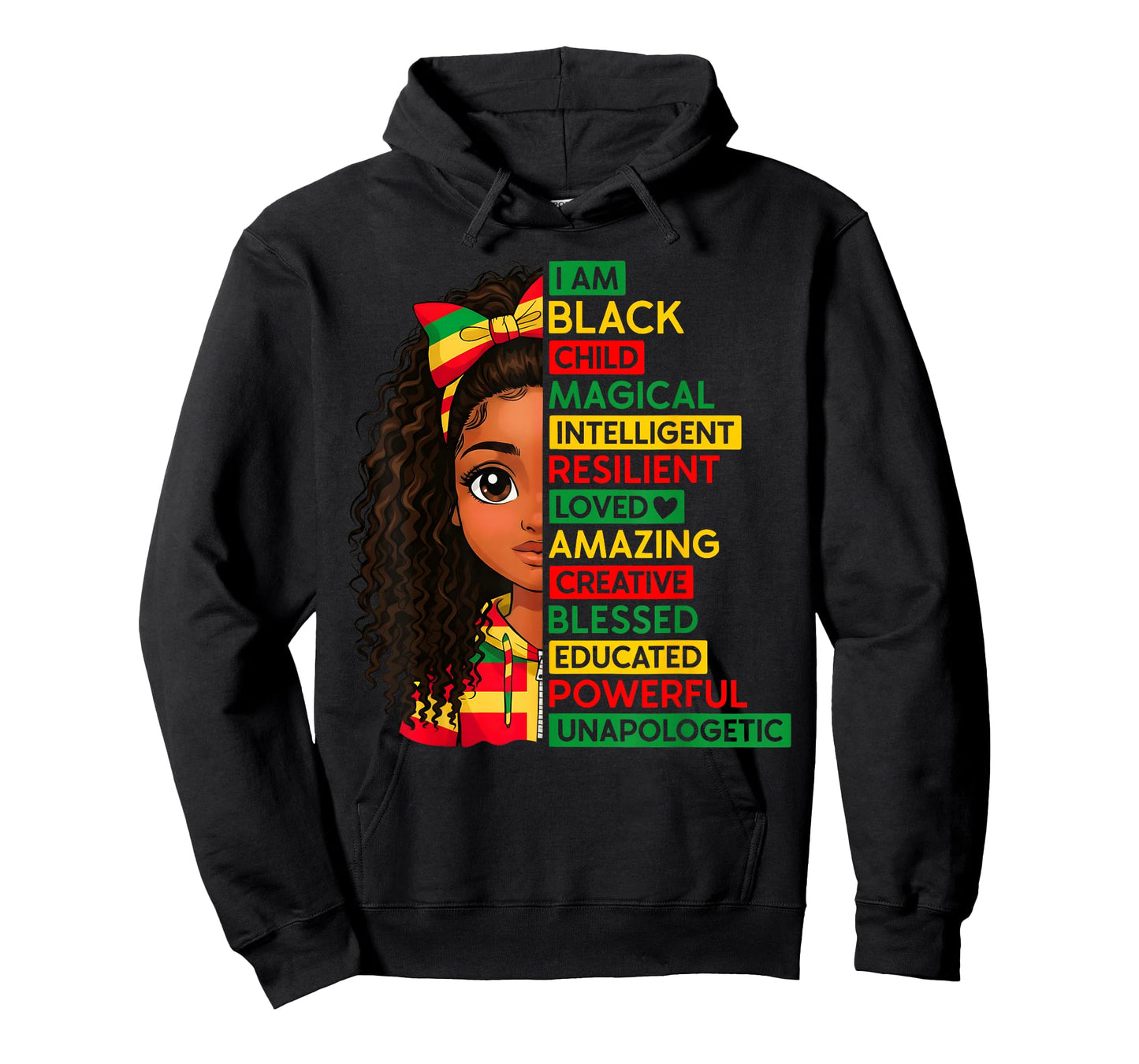 I Am Black Child History Month African Girls Women Kids T-Shirt