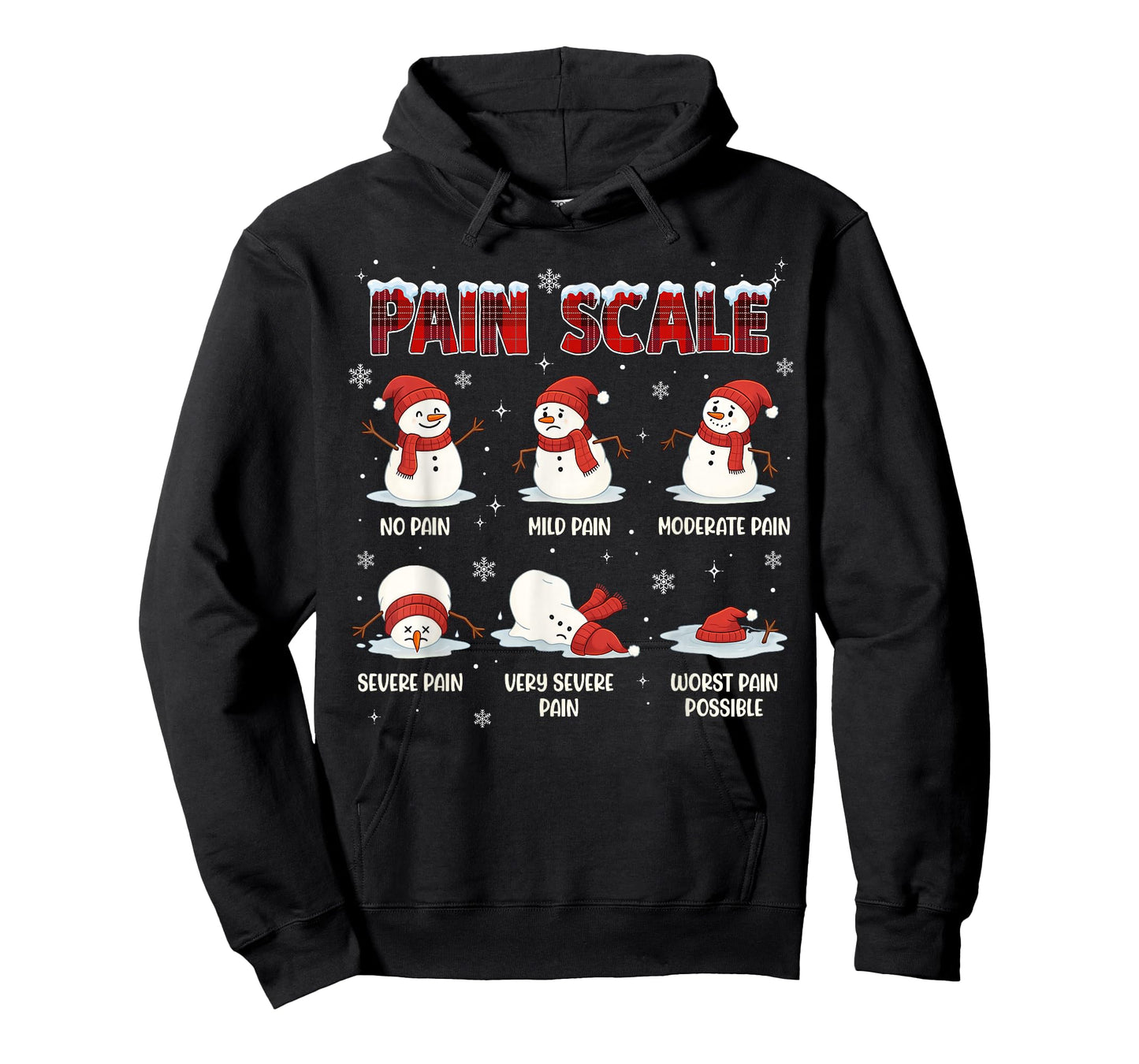 Funny Pain Scale Snowman Christmas RN Nurse Doctor CNA T-Shirt