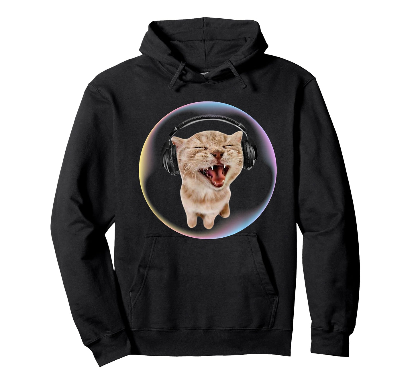 Frutiger Aero Cat Wearing Headphones Bubble 2000s Gen-Z Meme T-Shirt