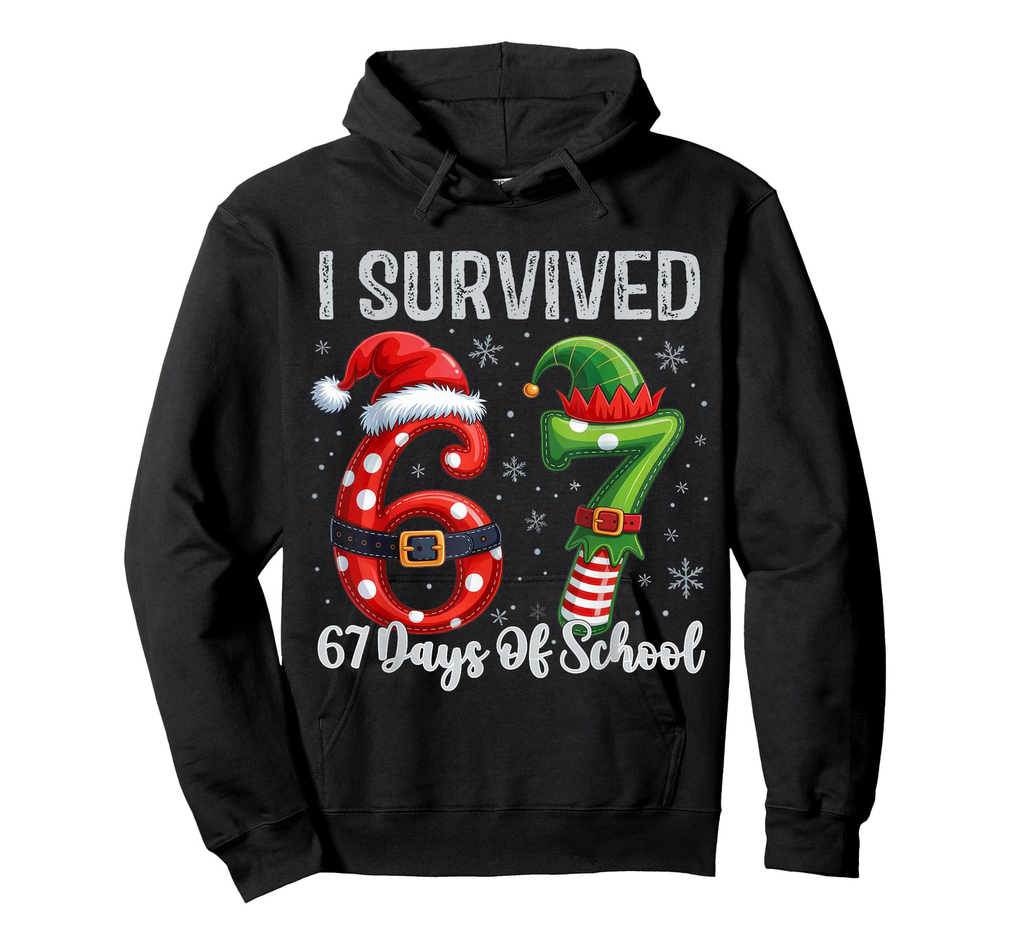 I Survived 67 Days of School Six Seven Meme Funny Santa Elf T-Shirt