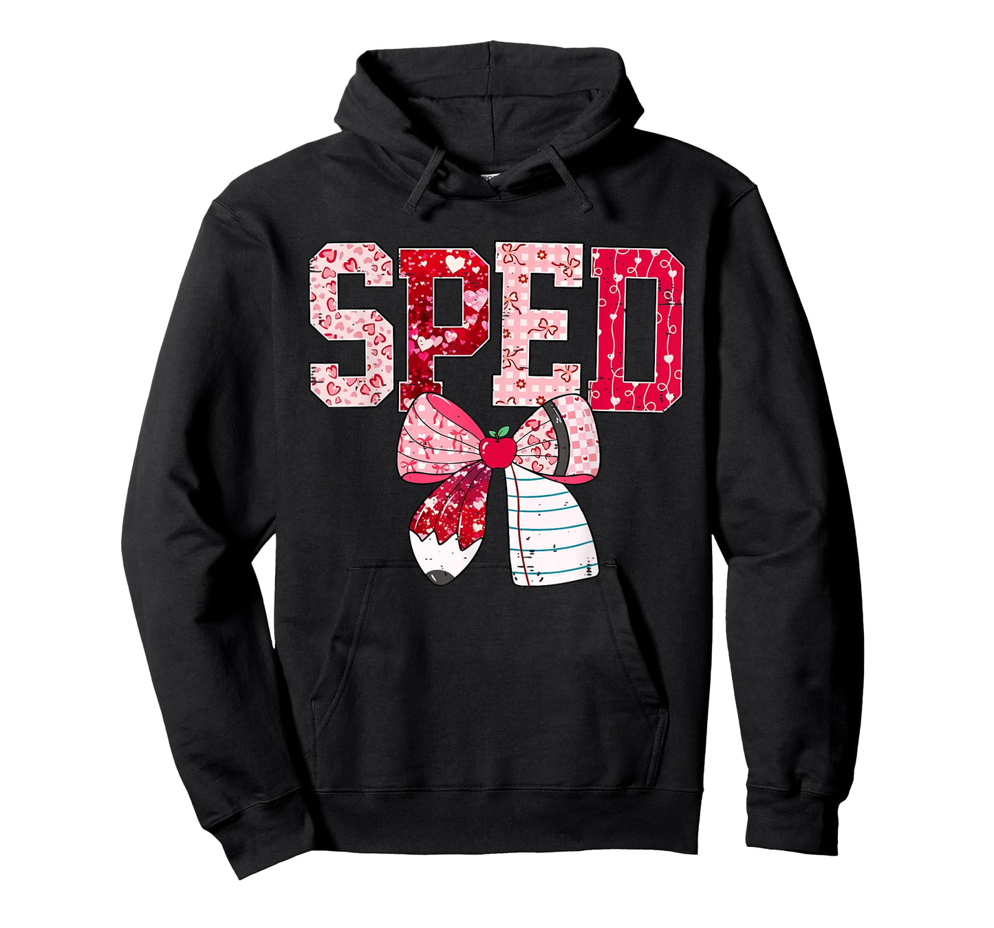 Coquette Bow Pencil Funny Sped Teacher Valentine Red Hearts T-Shirt