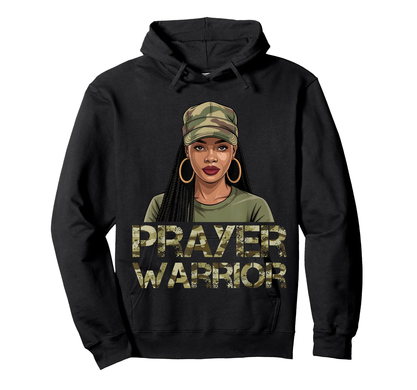 Prayer Warrior Camo Hat God Jesus Christian Black Girl Woman T-Shirt