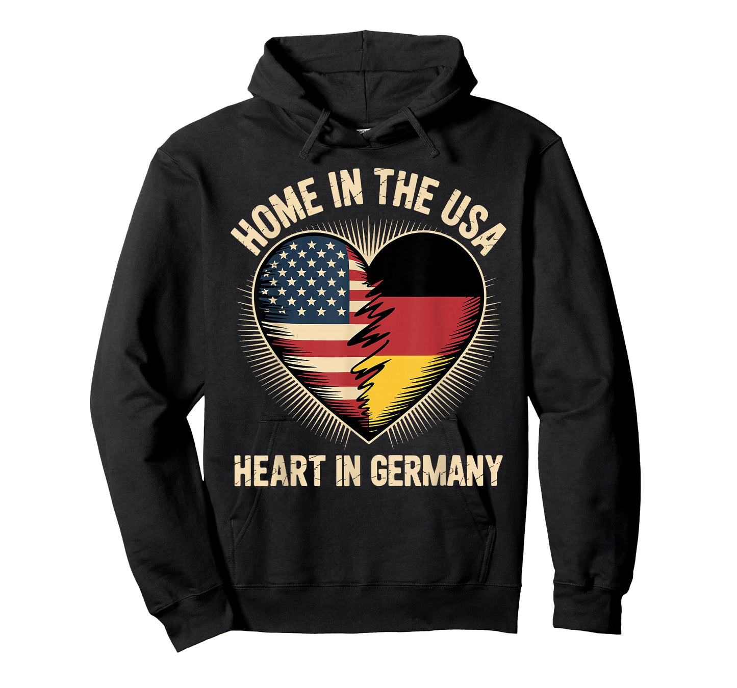 Home in The USA Heart in Germany American German America T-Shirt