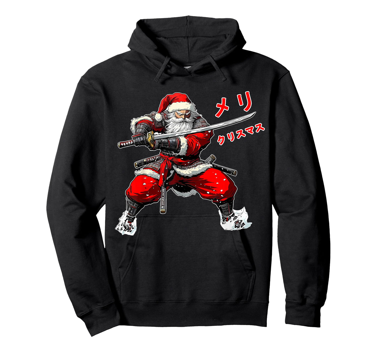 Santa Warrior Merry Christmas Anime Manga Japan Writing Xmas T-Shirt