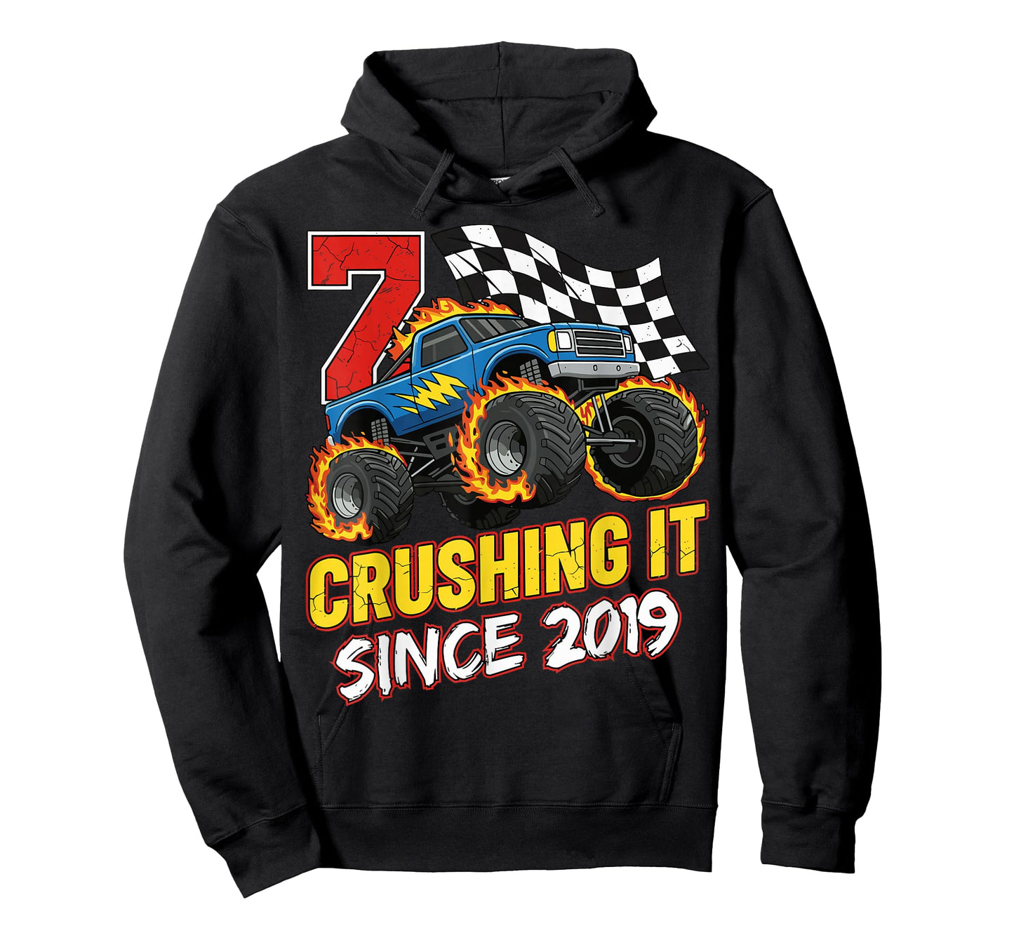 Birthday Monster Truck 7 Year Old Boys 7th Party Born 2019 T-Shirt