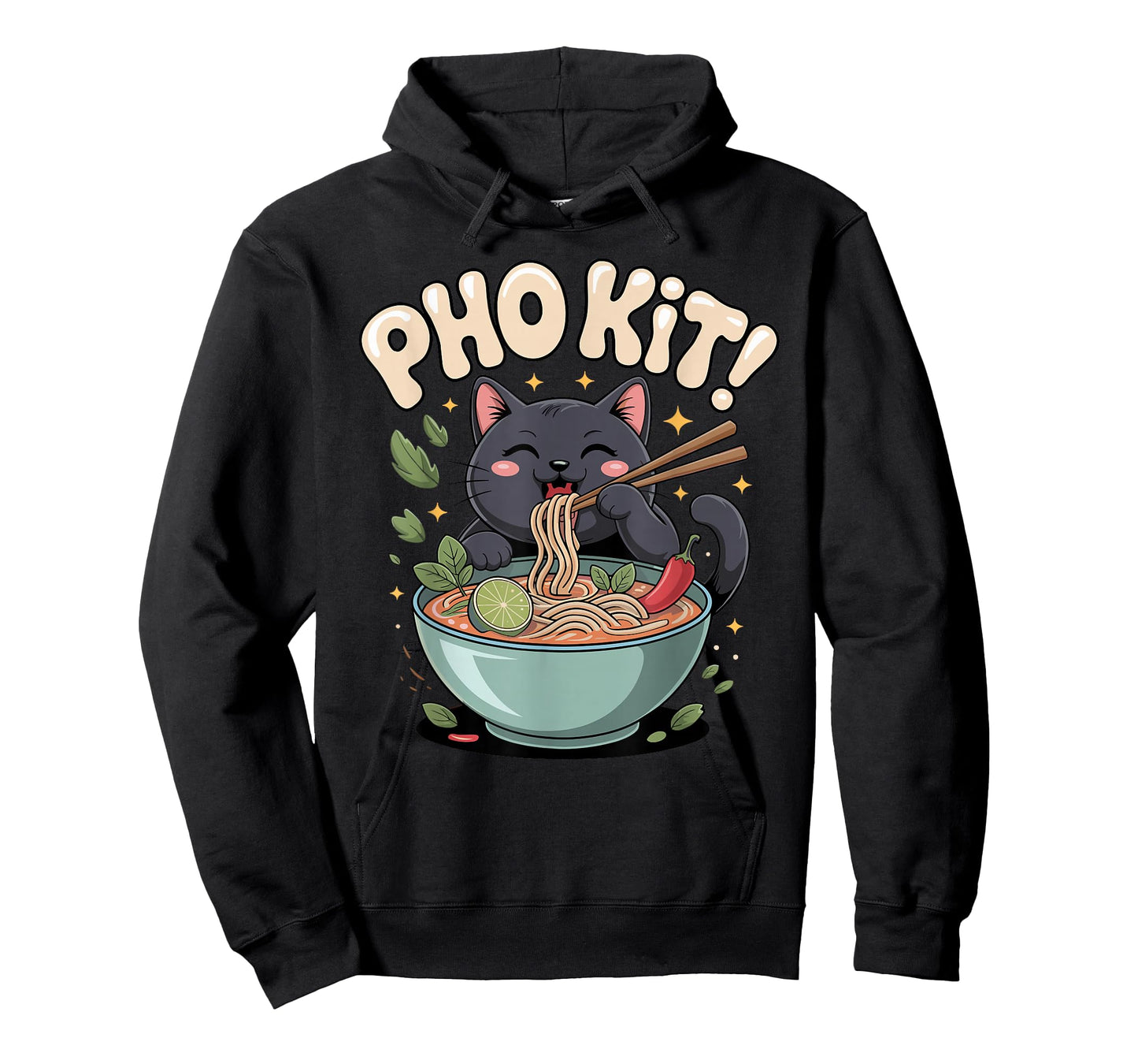 Black Noodle Cat Vietnamese Food Pho Kit T-Shirt
