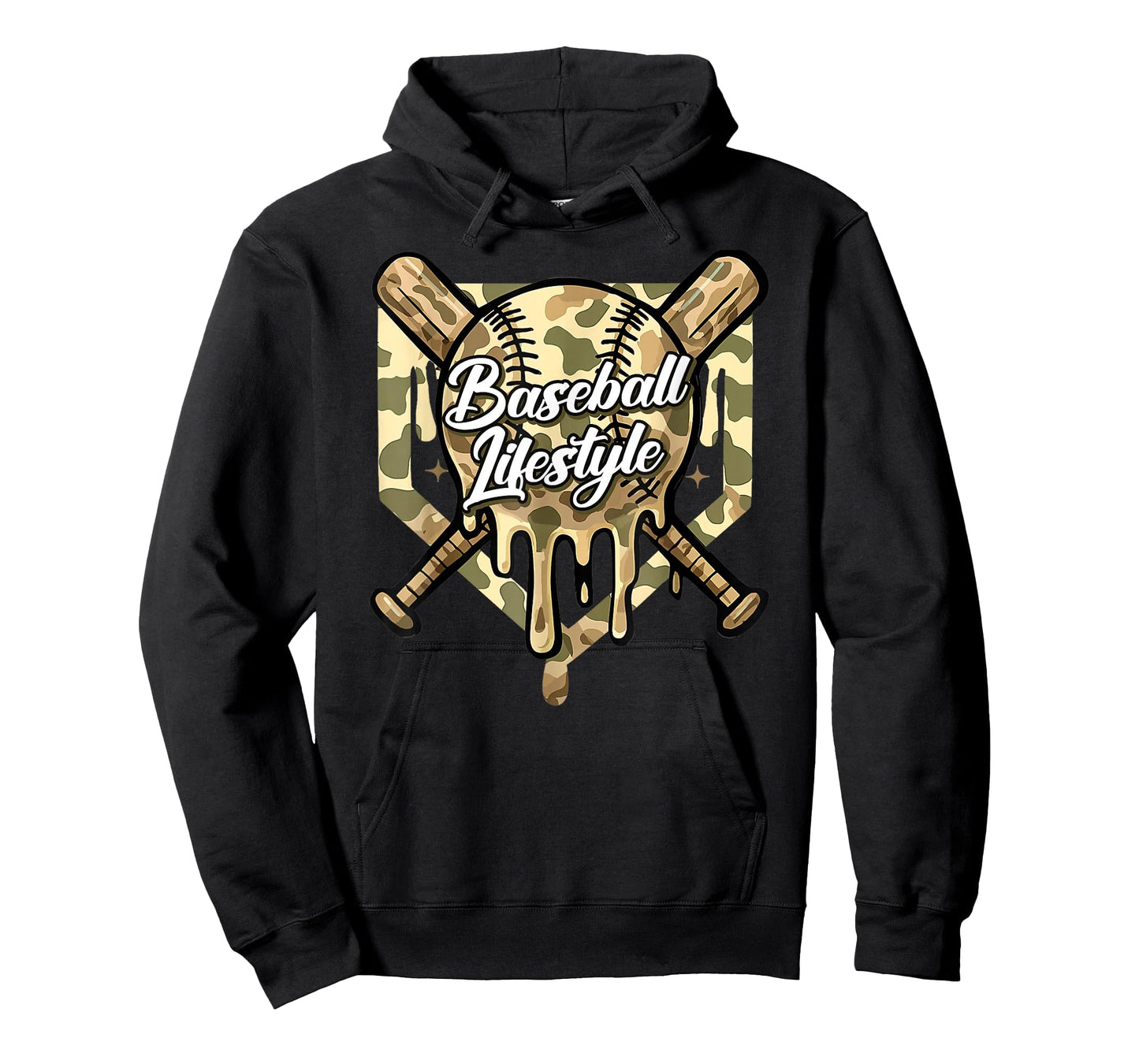 Baseball Life Lifestyle Home Plate Camo Ice Cream Drip Kids T-Shirt