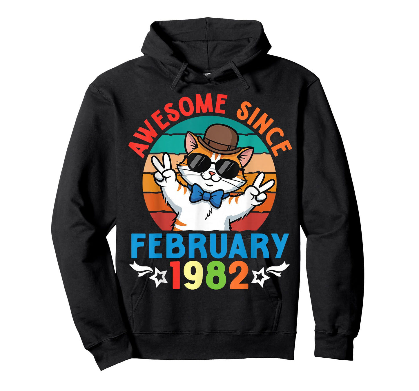 Cat Boy Awesome Since February 1982 My Birthday 44 Years Old T-Shirt