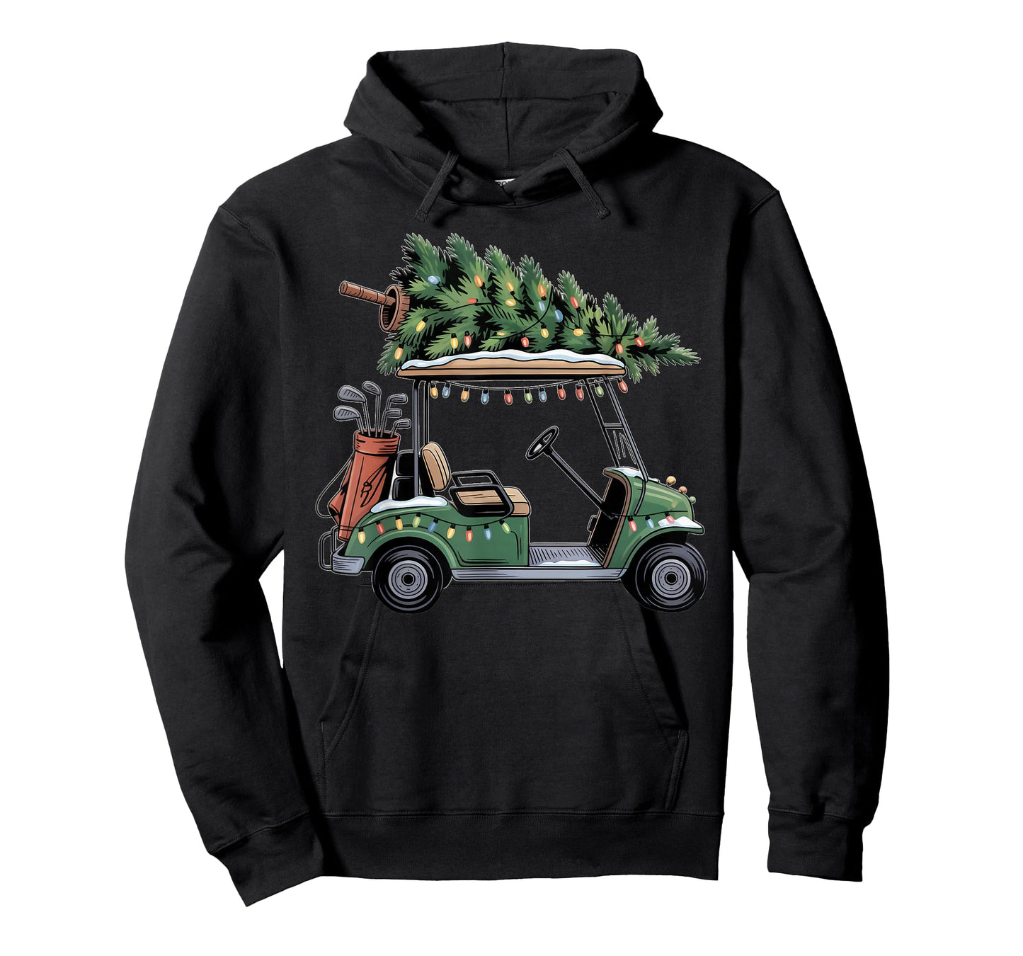 Golf Cart Christmas Tree Lights Golfing Golfer Funny Xmas T-Shirt