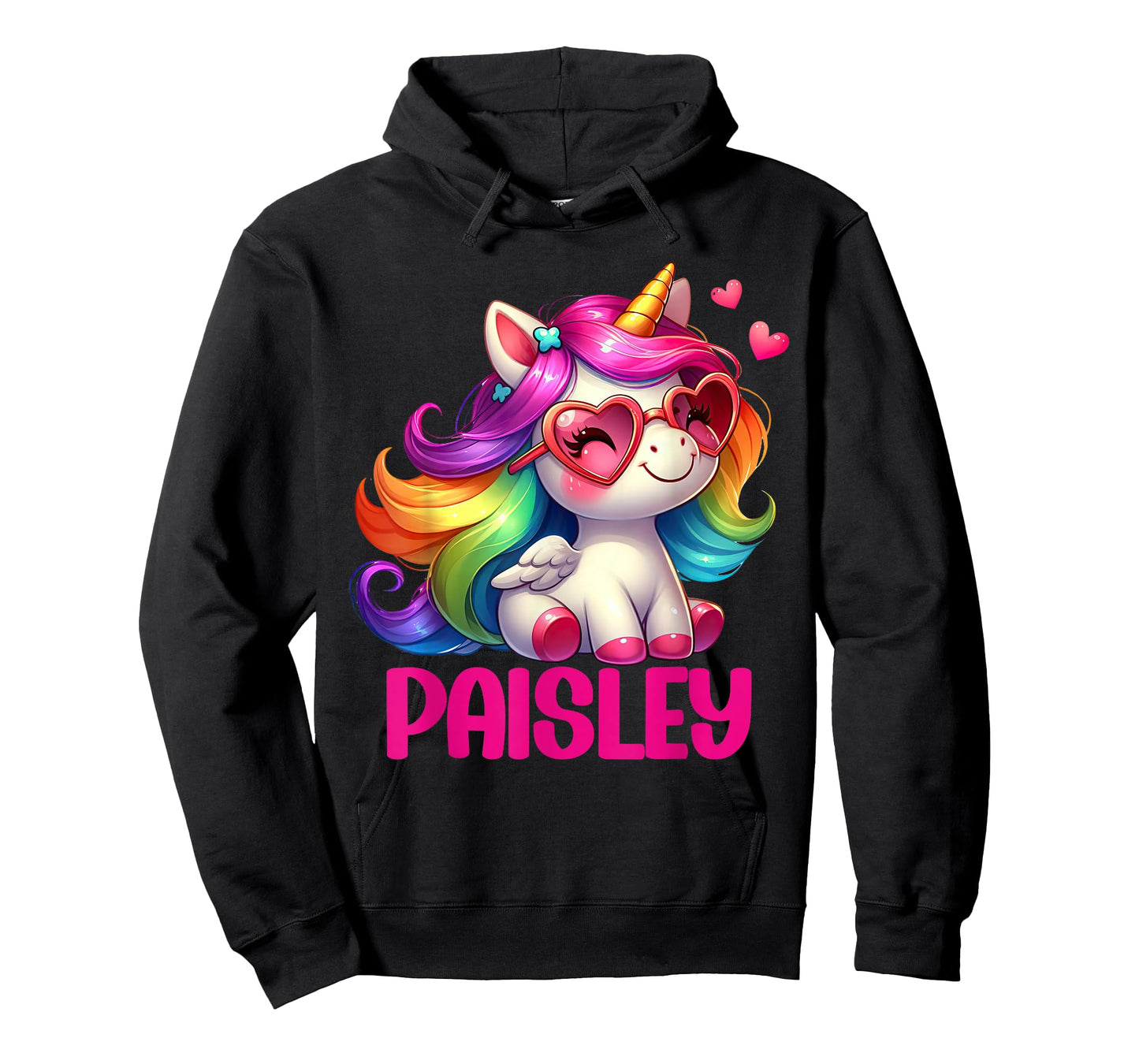 Paisley Personalized Name Colorful Unicorn Women Girls T-Shirt
