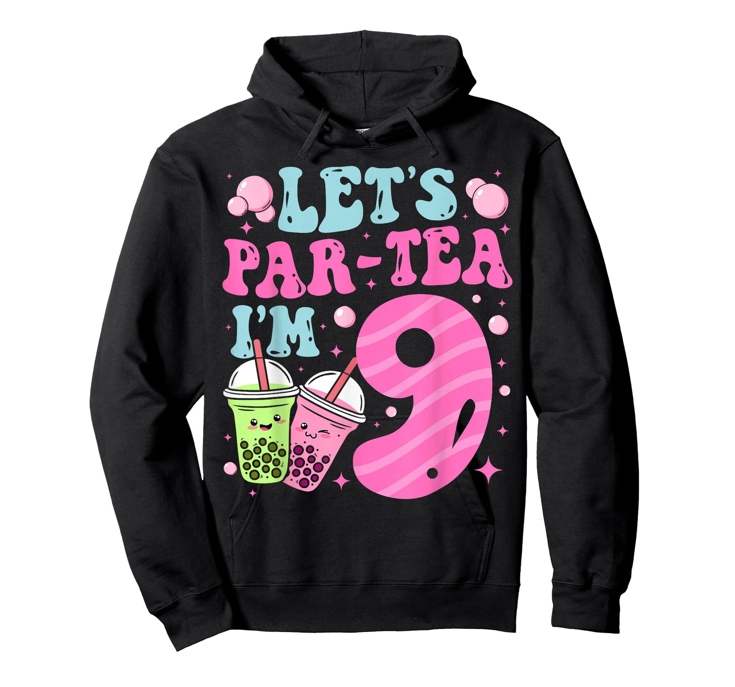 Let's Par-Tea I'm 9 Years Old 9th Birthday Bubble Boba Tea T-Shirt