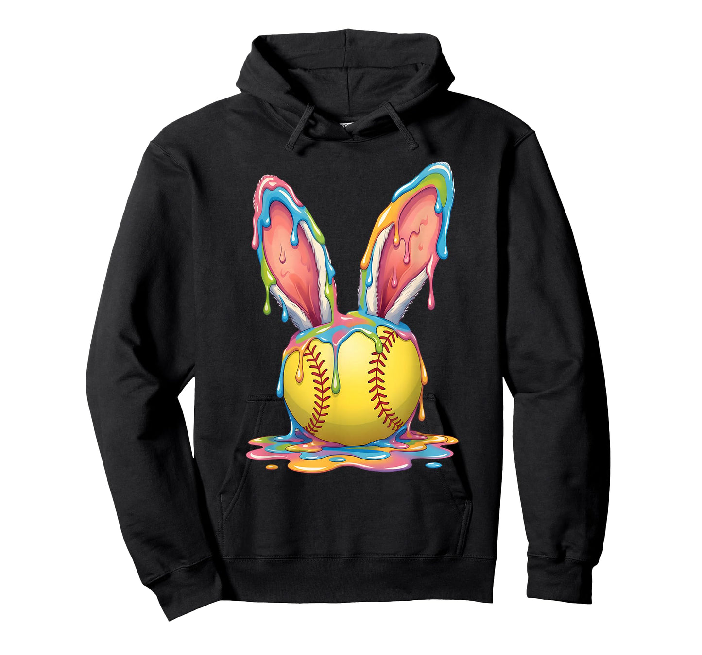 Easter Bunny Softball Ice Cream Drip T-Shirt