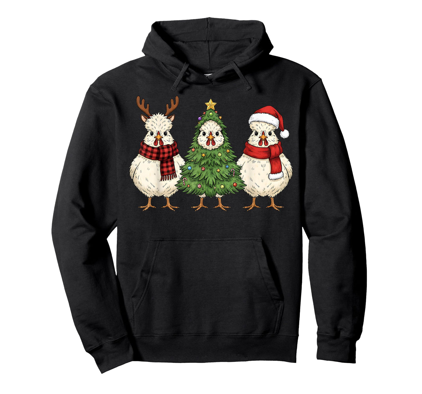 Retro Christmas Silkie Chicken Santa Reindeer Farm Animal T-Shirt