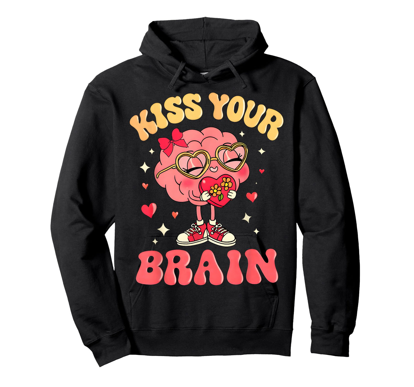 Valentine Kiss Your Brain Retro Teacher Squad Heart Kid T-Shirt
