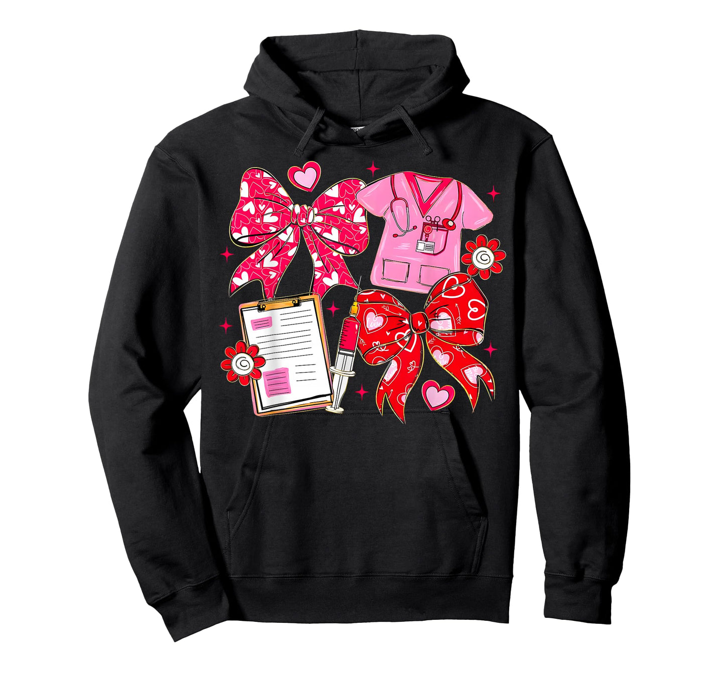 Nurse Coquette Bow Valentine Nurse RN PCT CNA Girl Women T-Shirt