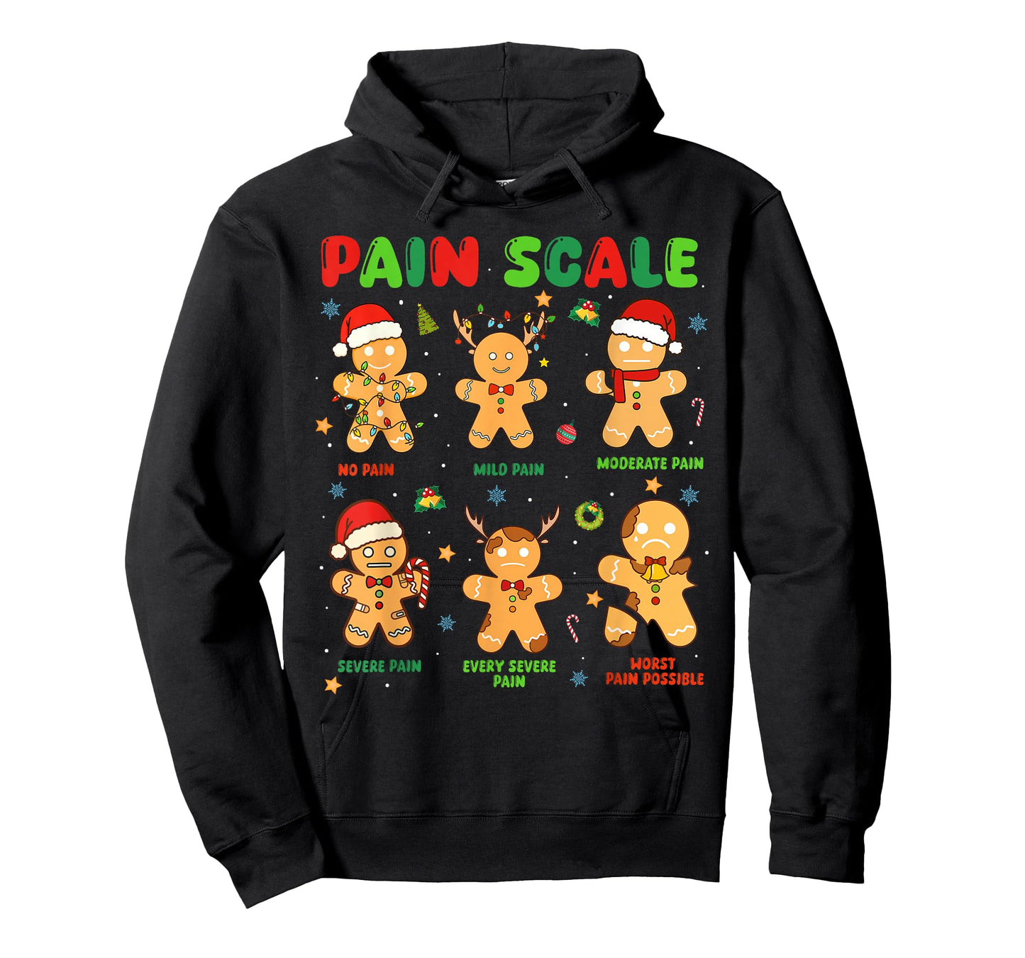 Pain Scale Funny Gingerbread Man Christmas Nurse Holiday T-Shirt