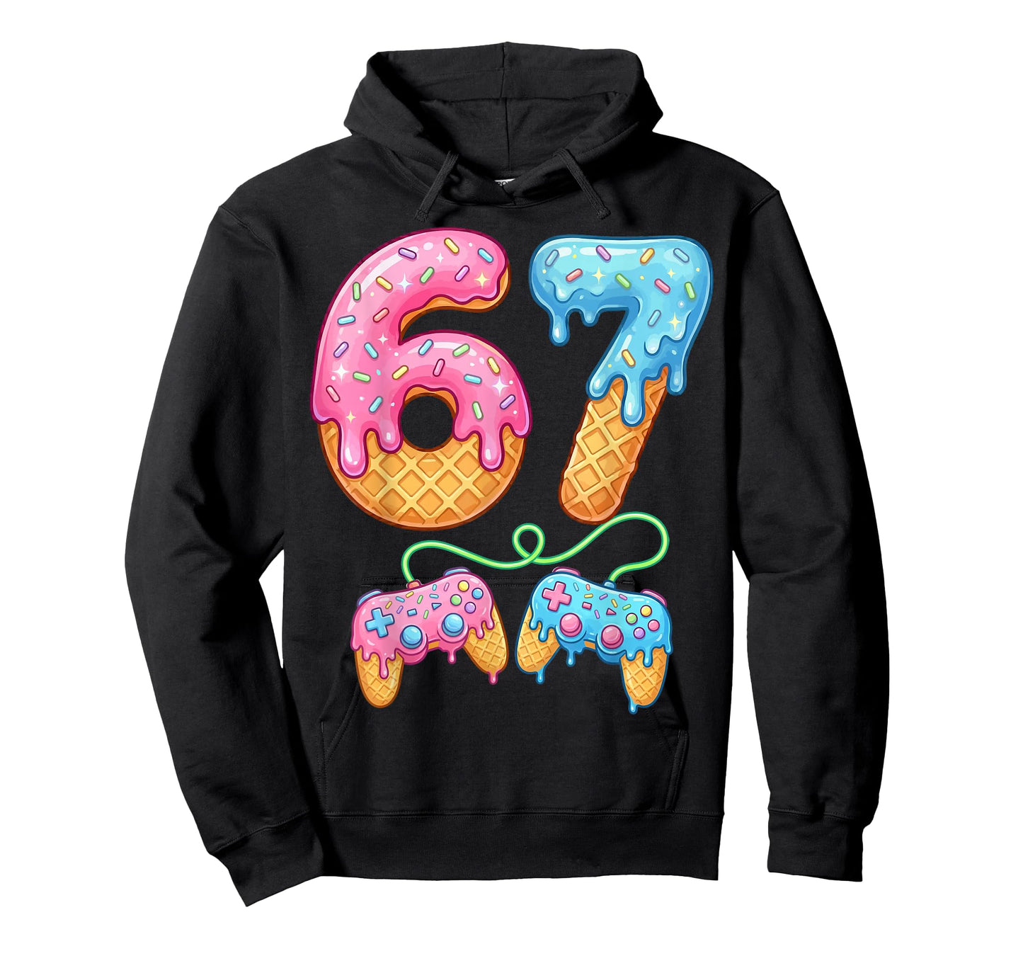 67 Ice Cream Drip Meme Gamer Six Seven Gen Alpha Slang T-Shirt