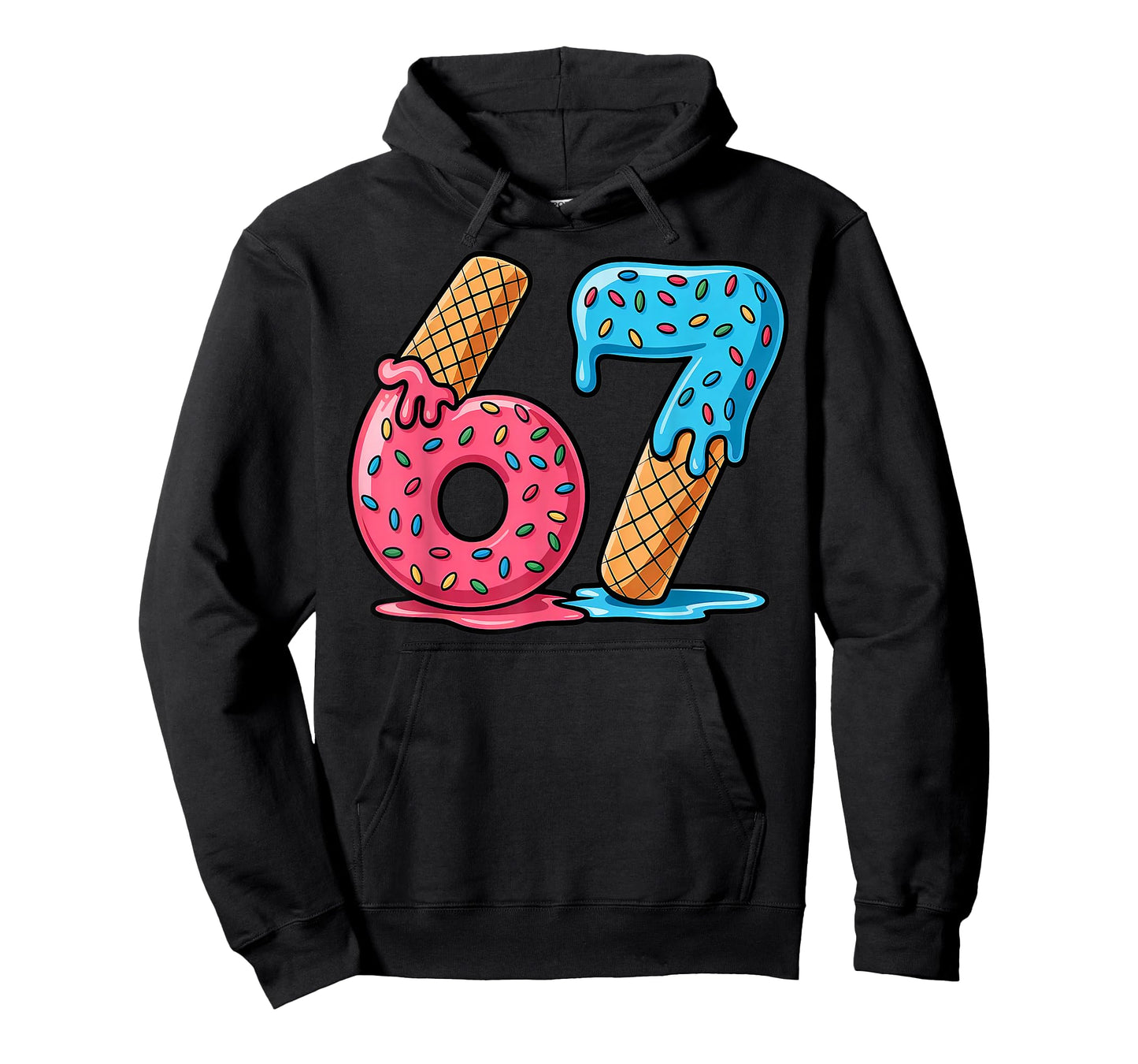 Six Seven Ice Cream Drip Cool Meme 67 Funny Number T-Shirt