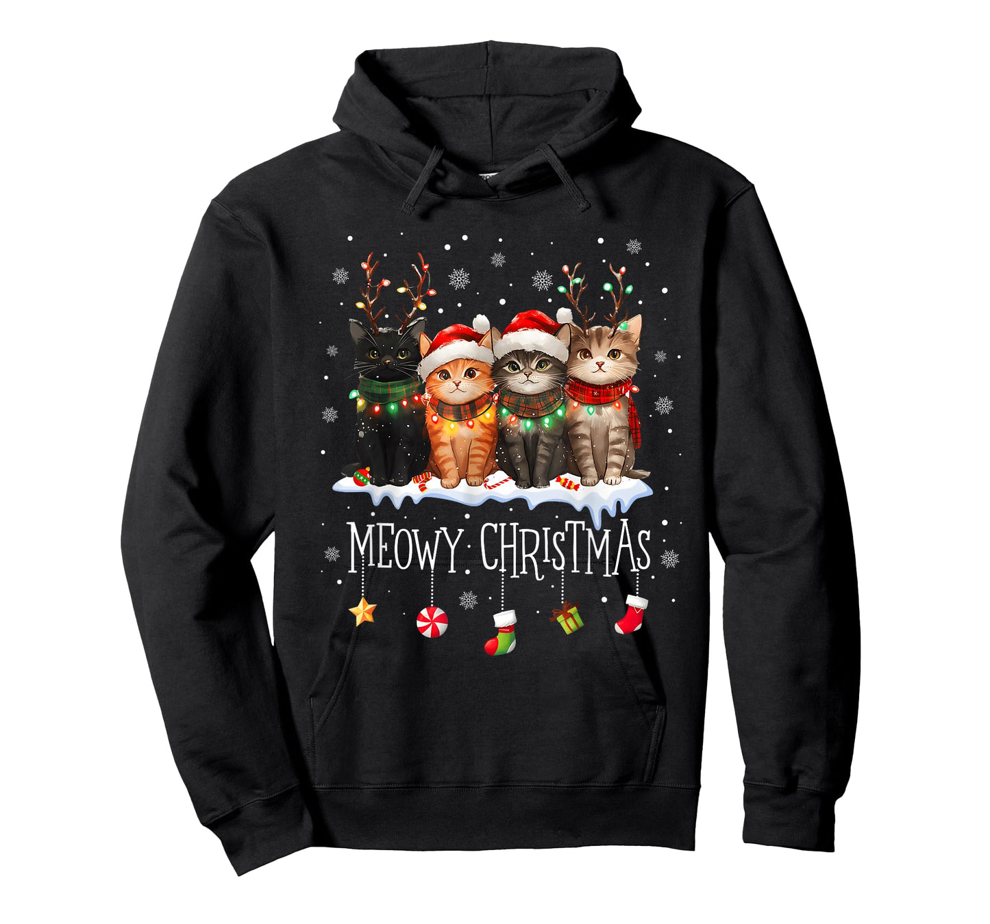 Meowy Catmas Cat Christmas Cute Kitten Cats Santa Hat Xmas T-Shirt