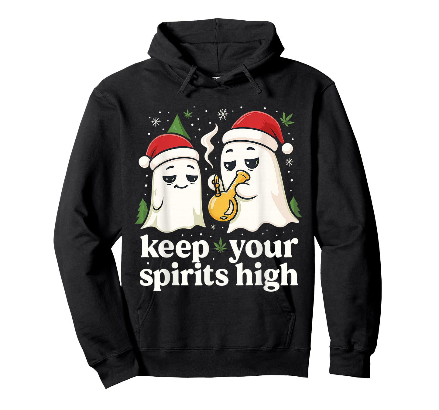 Keep Your Spirits High Christmas Ghost Funny Stoner Weed T-Shirt