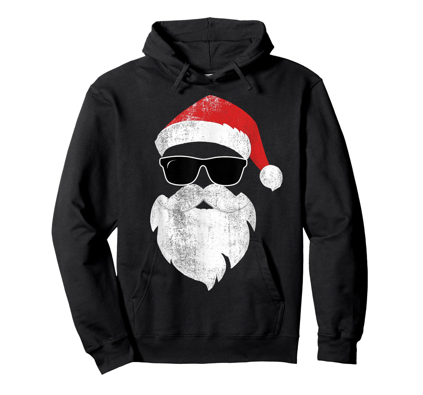 Funny Hipster Santa Face with Hat Beard & Glasses Christmas T-Shirt